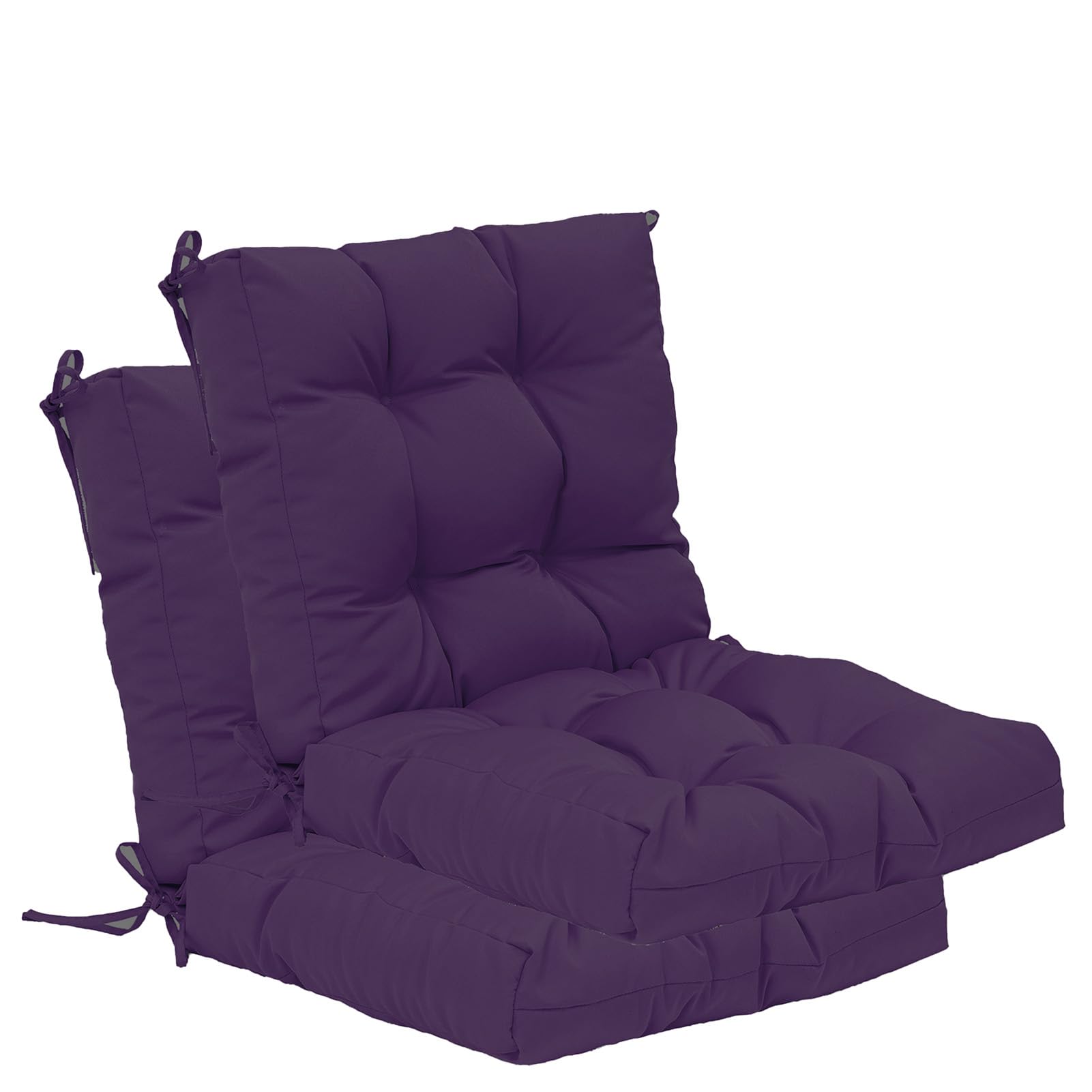 QILLOWAY Outdoor Chair Cushion for Patio Furniture, Waterproof Patio Cushions Set of 4 with Ties, Fade Resistant Replacement Pads for Outdoor Rocking Chairs,Tan,Grey