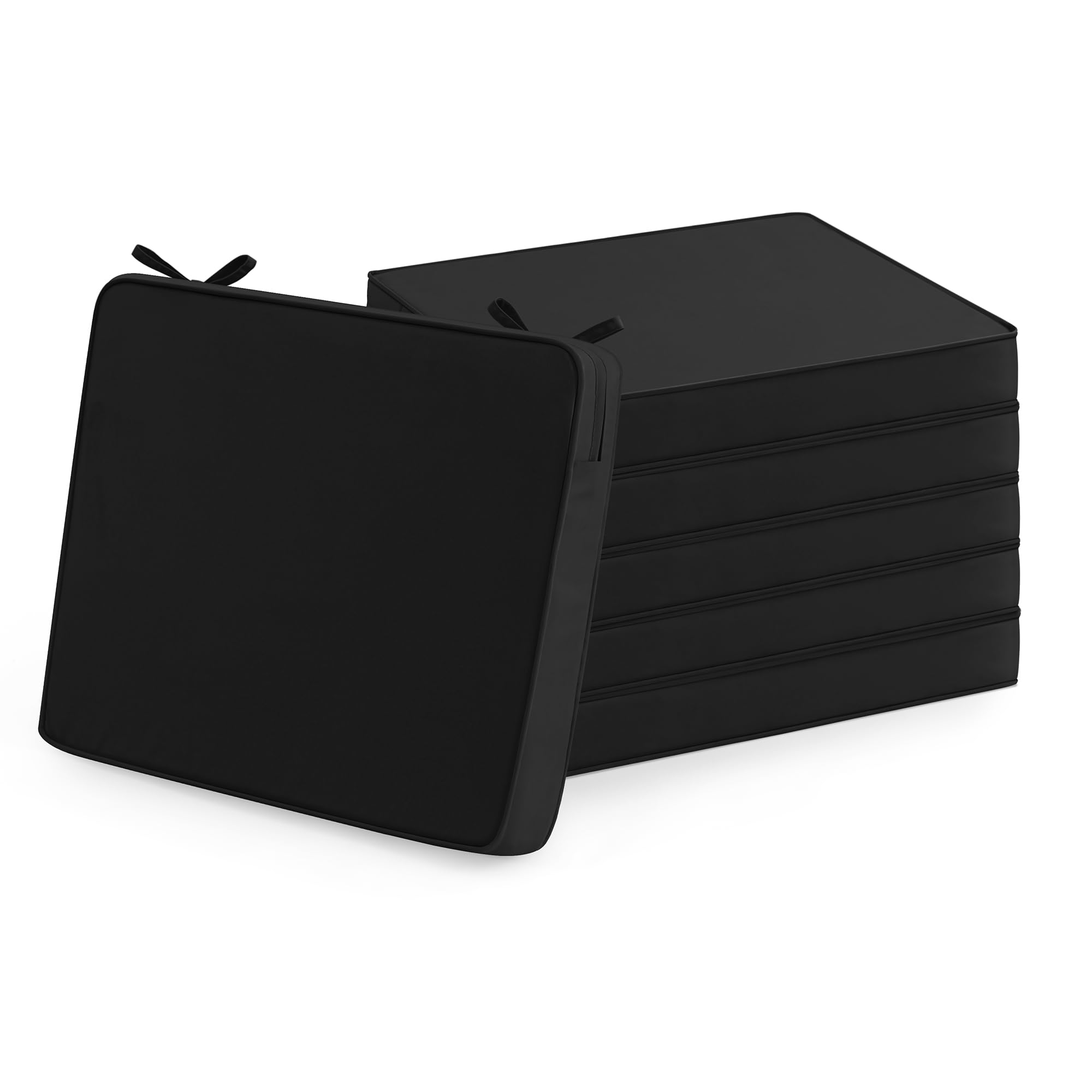 Outdoor Chair Cushions Set of 6: Waterproof & Fade Resistant Seat Cushion for Patio Furniture - 18.5 x 16 x 2 Inch Chair Pads with Ties and Hidden Zipper - Patio Chair Cushion Replacement, Beige