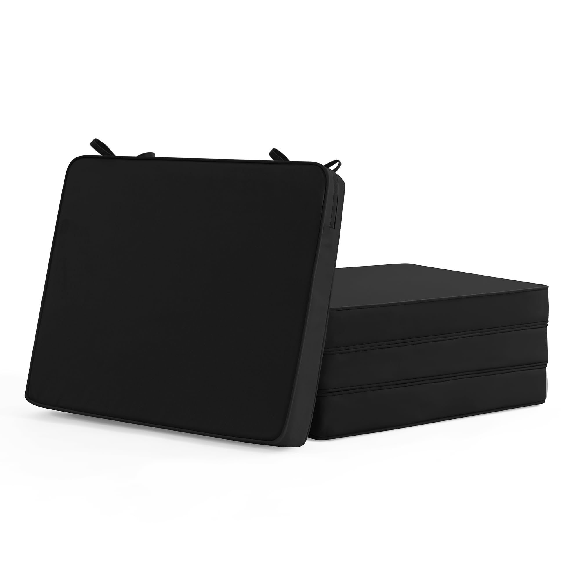 Outdoor Chair Cushions Set of 6: Waterproof & Fade Resistant Seat Cushion for Patio Furniture - 18.5 x 16 x 2 Inch Chair Pads with Ties and Hidden Zipper - Patio Chair Cushion Replacement, Beige