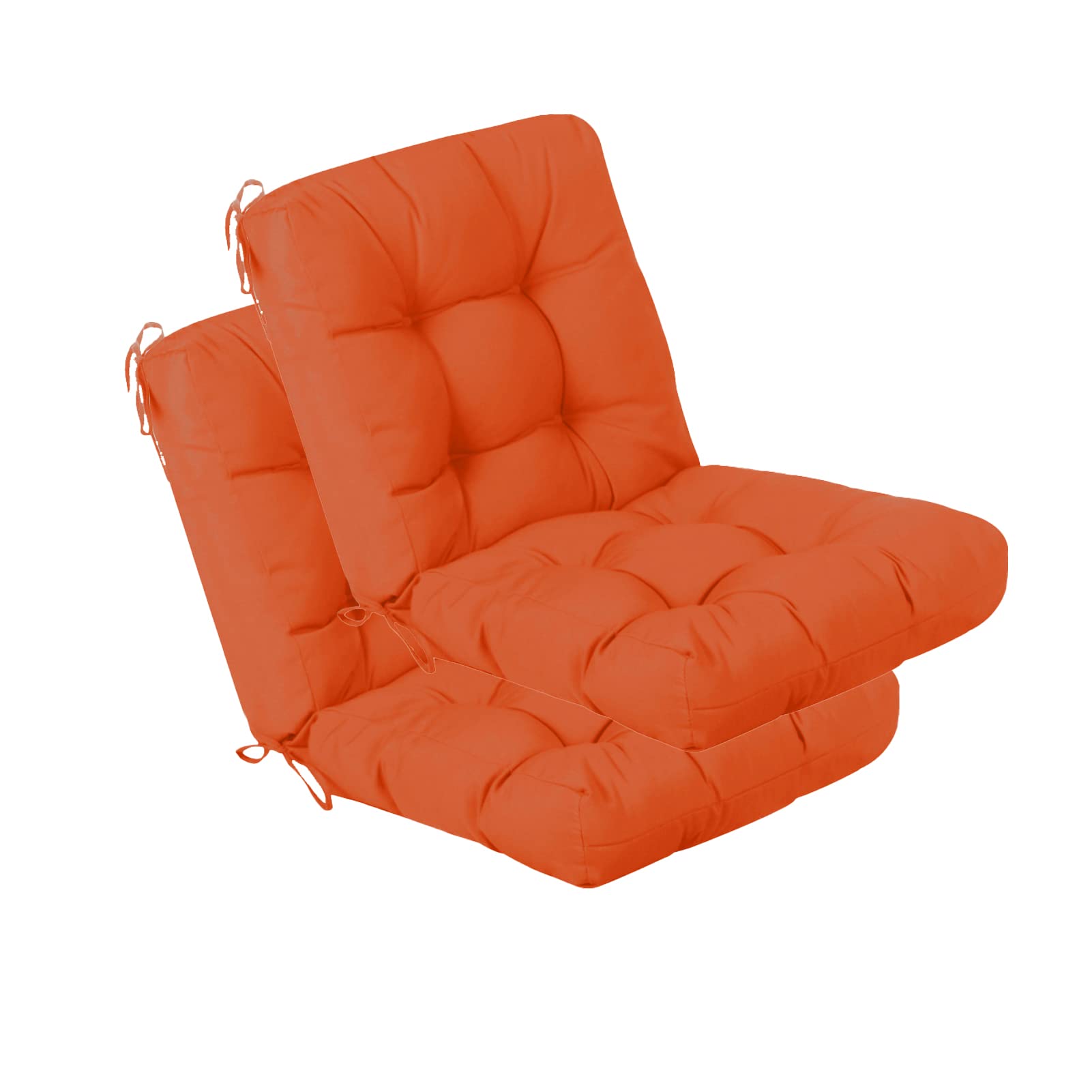 QILLOWAY Outdoor Chair Cushion for Patio Furniture, Waterproof Patio Cushions Set of 4 with Ties, Fade Resistant Replacement Pads for Outdoor Rocking Chairs,Tan,Grey