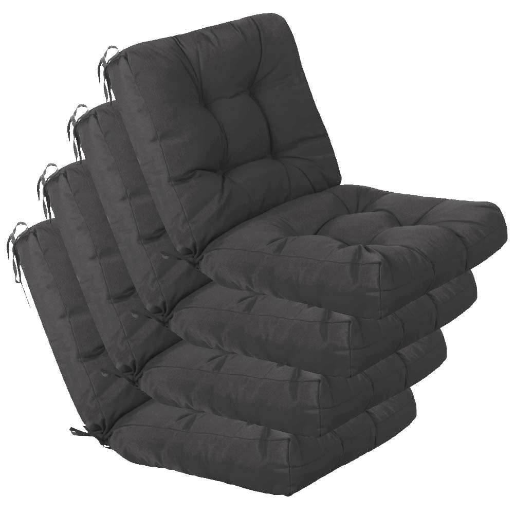 QILLOWAY Outdoor Chair Cushion for Patio Furniture, Waterproof Patio Cushions Set of 4 with Ties, Fade Resistant Replacement Pads for Outdoor Rocking Chairs,Tan,Grey