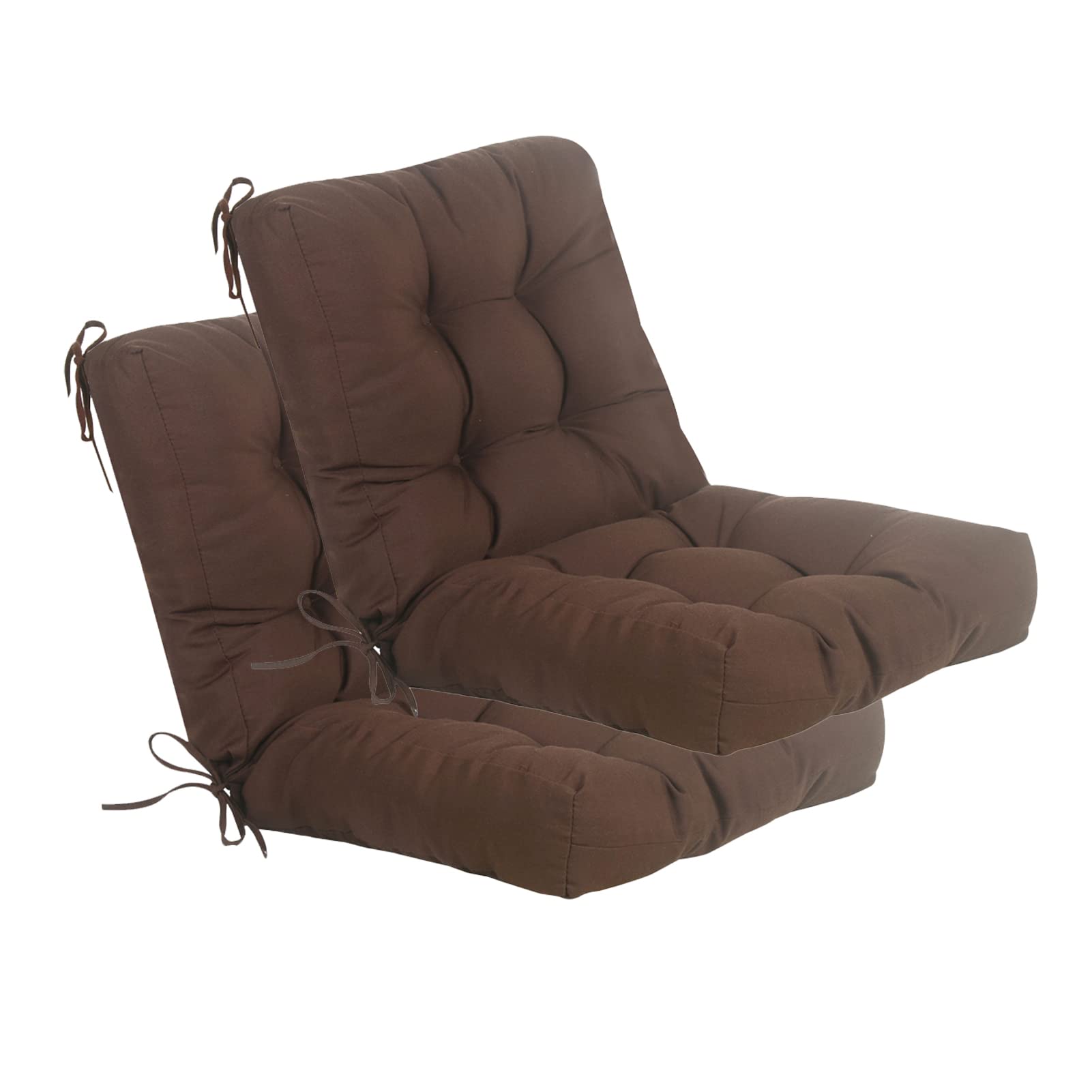 QILLOWAY Outdoor Chair Cushion for Patio Furniture, Waterproof Patio Cushions Set of 4 with Ties, Fade Resistant Replacement Pads for Outdoor Rocking Chairs,Tan,Grey