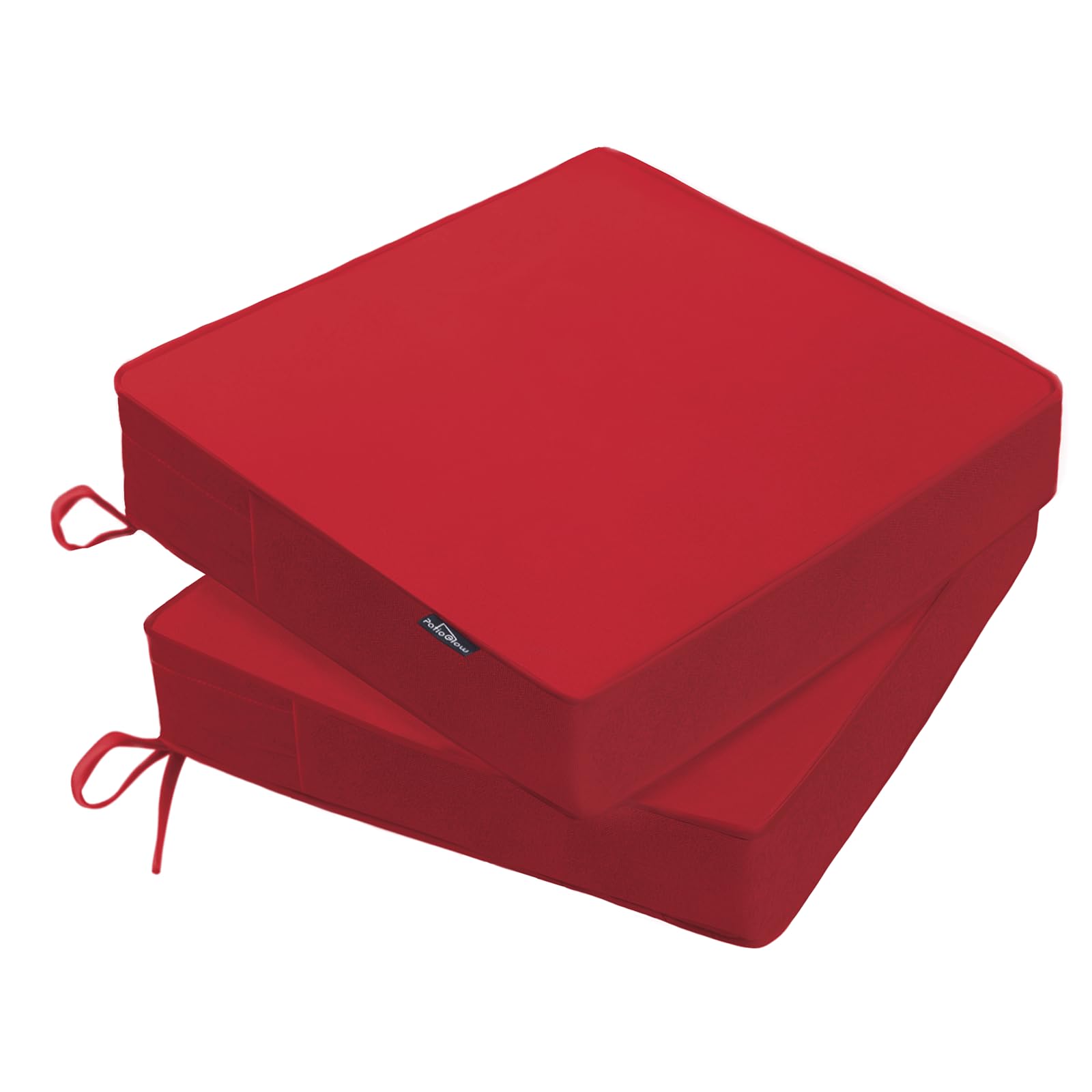 PatioGlow Outdoor Chair Cushions 19 x 19 x 3 Inch, Waterproof & Fade Resistant Patio Seat Cushion for Furniture with Handle and Ties, Thick Seating Pads for Outside Sofa Couch Set of 2, Blue