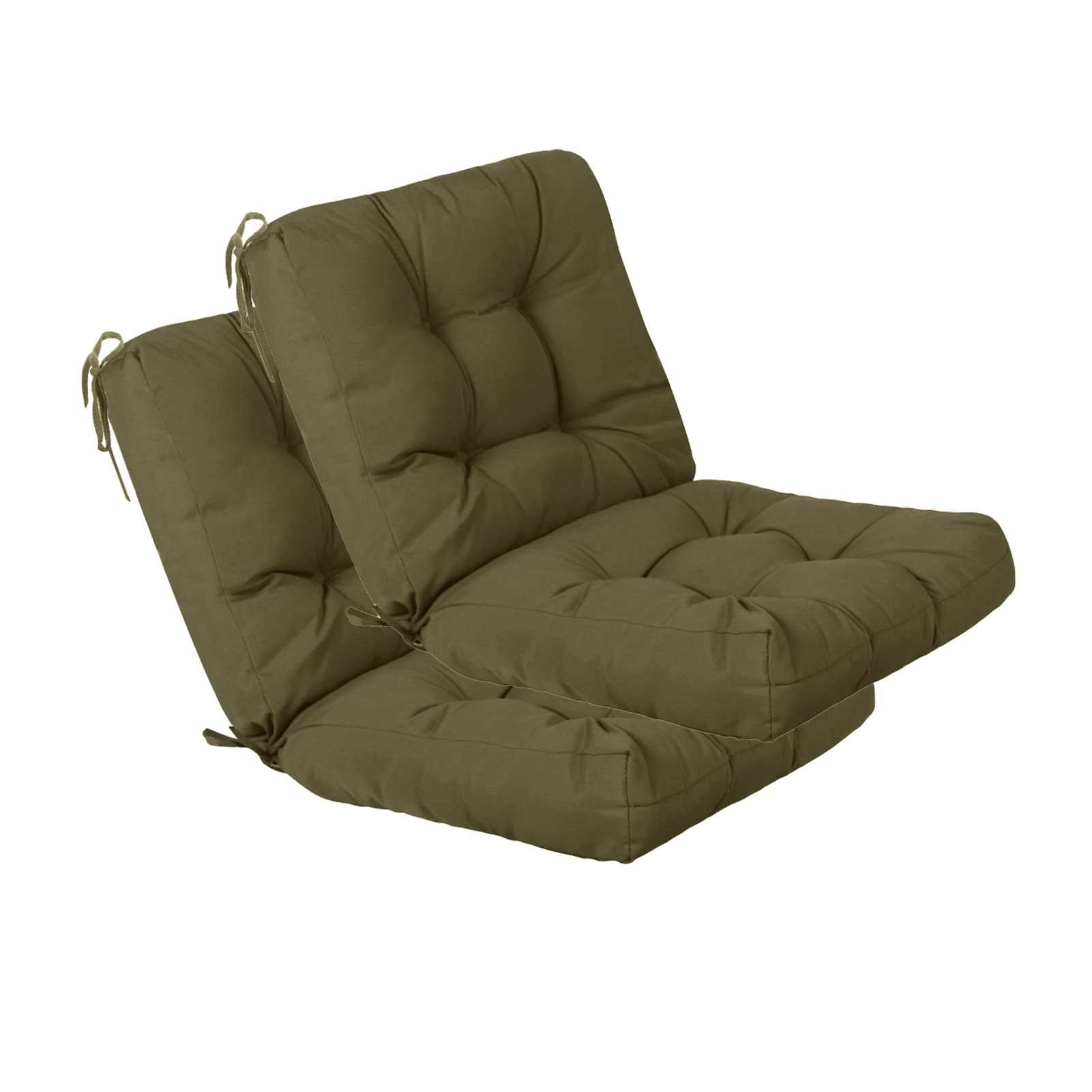 QILLOWAY Outdoor Chair Cushion for Patio Furniture, Waterproof Patio Cushions Set of 4 with Ties, Fade Resistant Replacement Pads for Outdoor Rocking Chairs,Tan,Grey