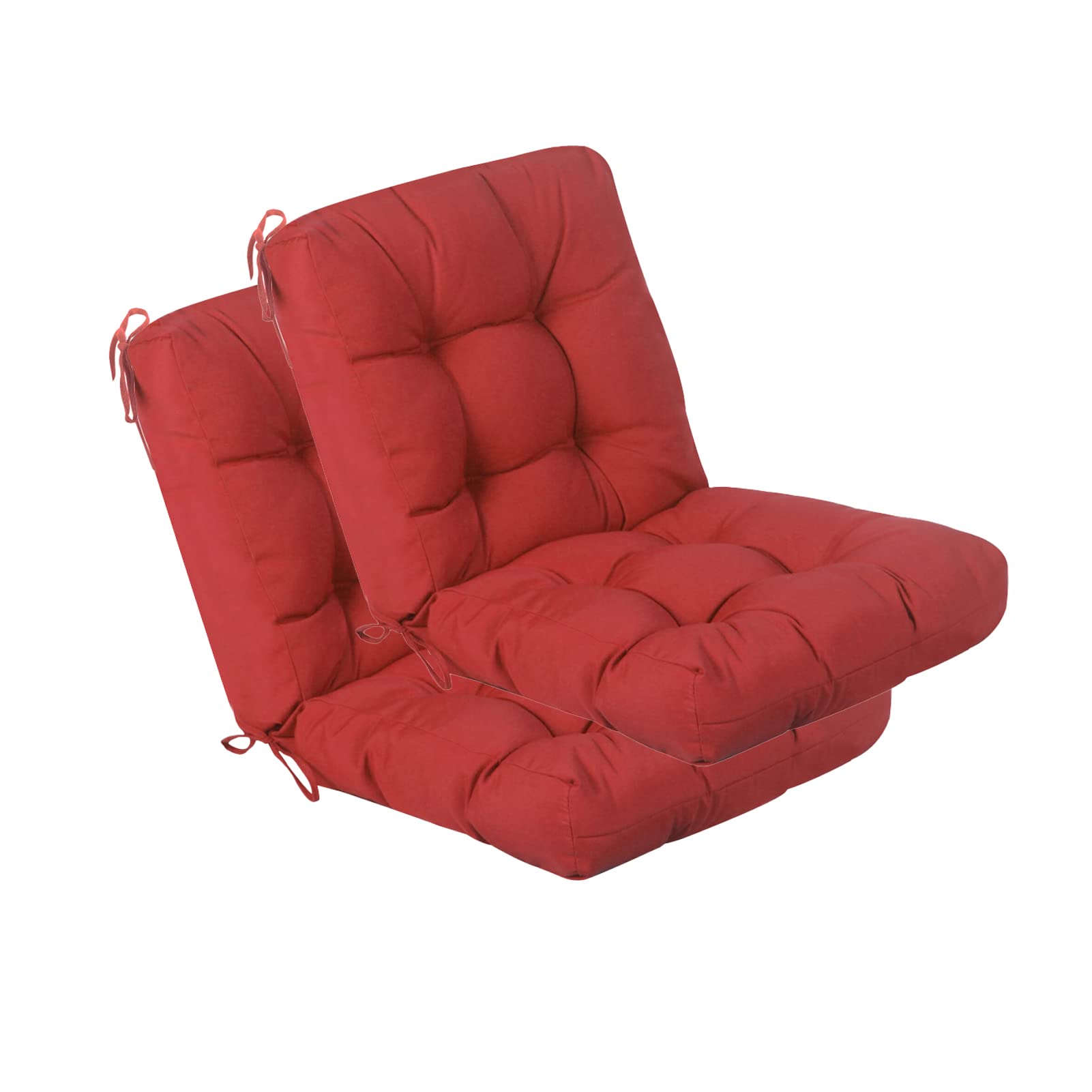 QILLOWAY Outdoor Chair Cushion for Patio Furniture, Waterproof Patio Cushions Set of 4 with Ties, Fade Resistant Replacement Pads for Outdoor Rocking Chairs,Tan,Grey