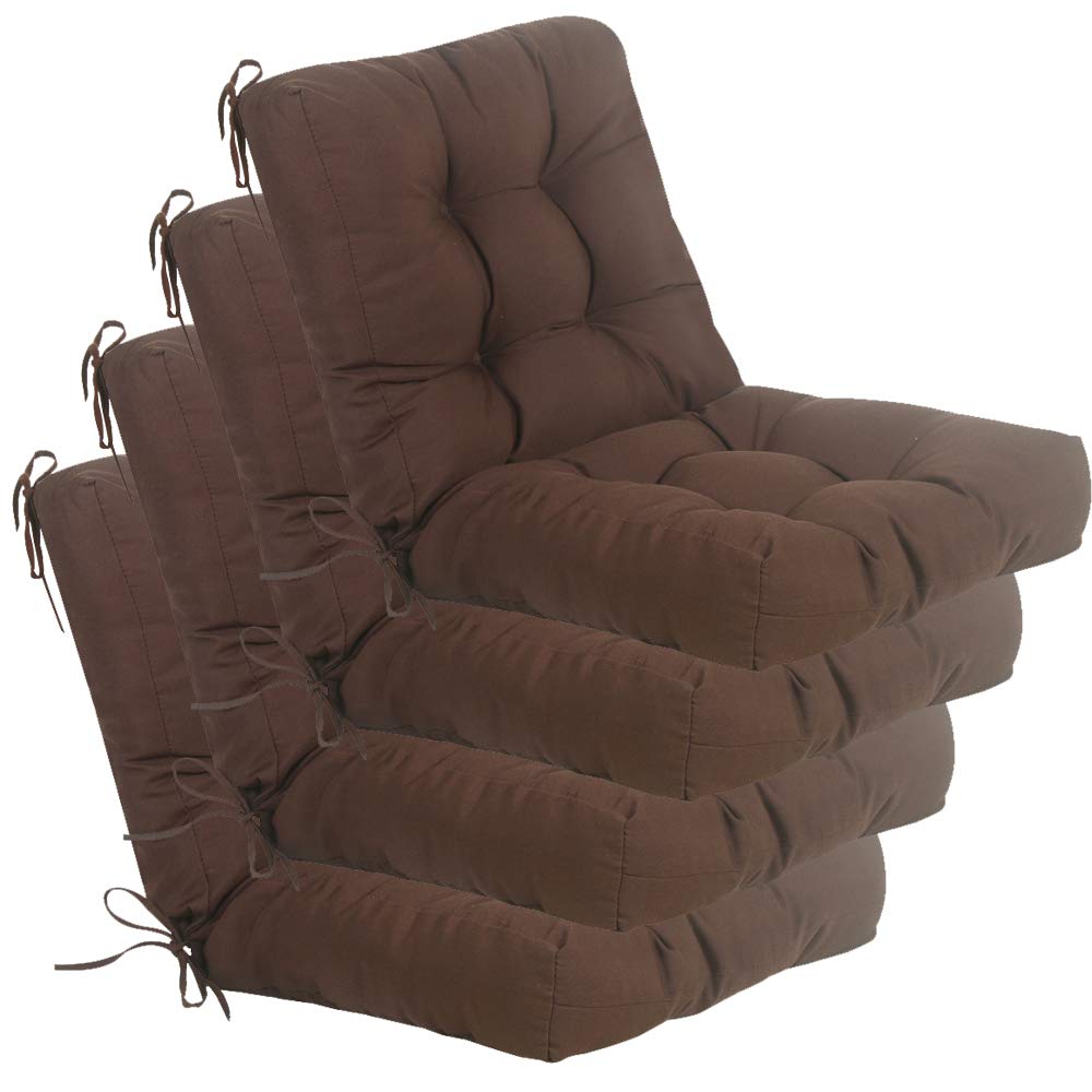 QILLOWAY Outdoor Chair Cushion for Patio Furniture, Waterproof Patio Cushions Set of 4 with Ties, Fade Resistant Replacement Pads for Outdoor Rocking Chairs,Tan,Grey
