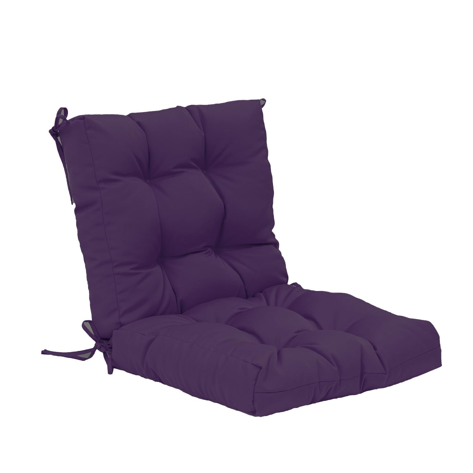 QILLOWAY Outdoor Chair Cushion for Patio Furniture, Waterproof Patio Cushions Set of 4 with Ties, Fade Resistant Replacement Pads for Outdoor Rocking Chairs,Tan,Grey