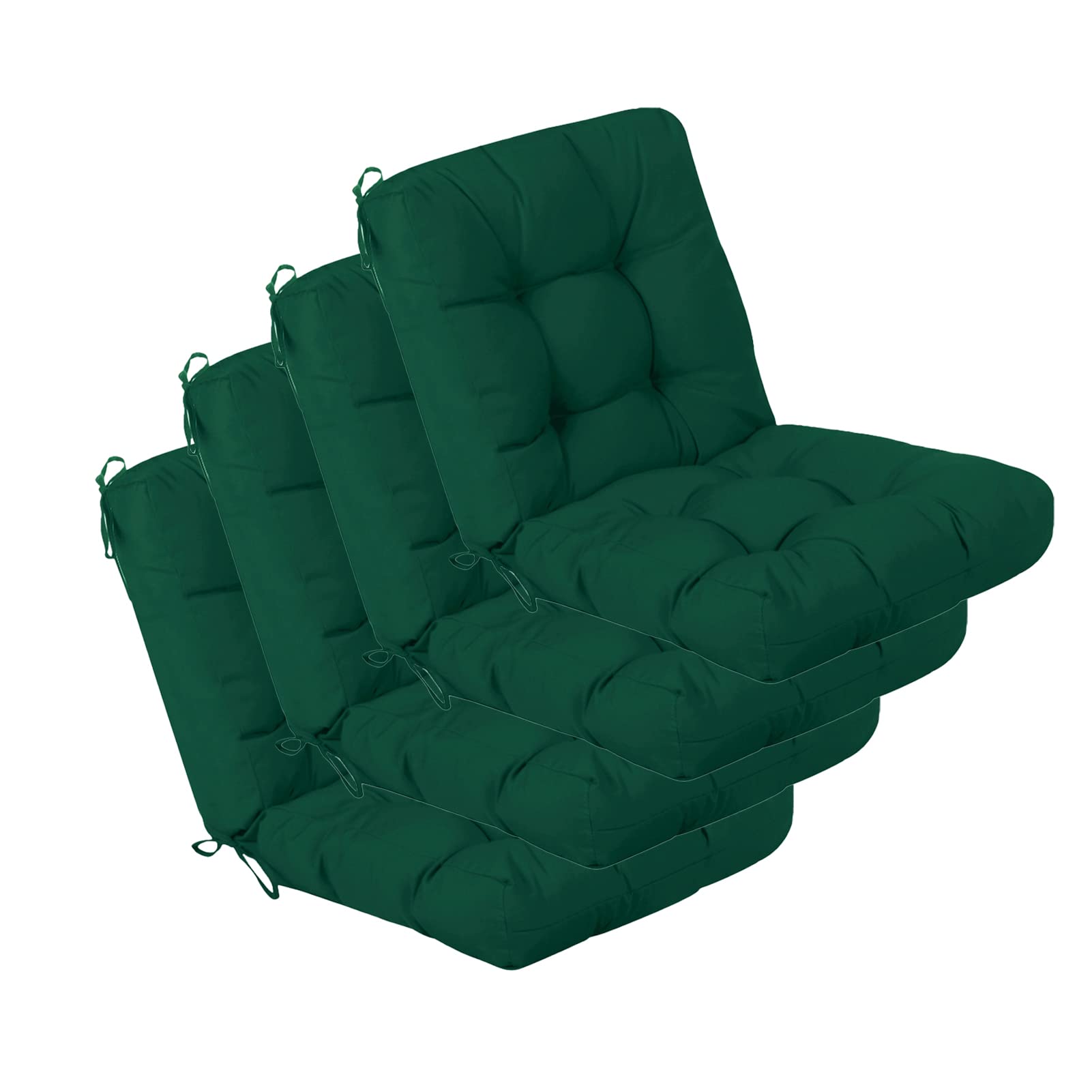 QILLOWAY Outdoor Chair Cushion for Patio Furniture, Waterproof Patio Cushions Set of 4 with Ties, Fade Resistant Replacement Pads for Outdoor Rocking Chairs,Tan,Grey