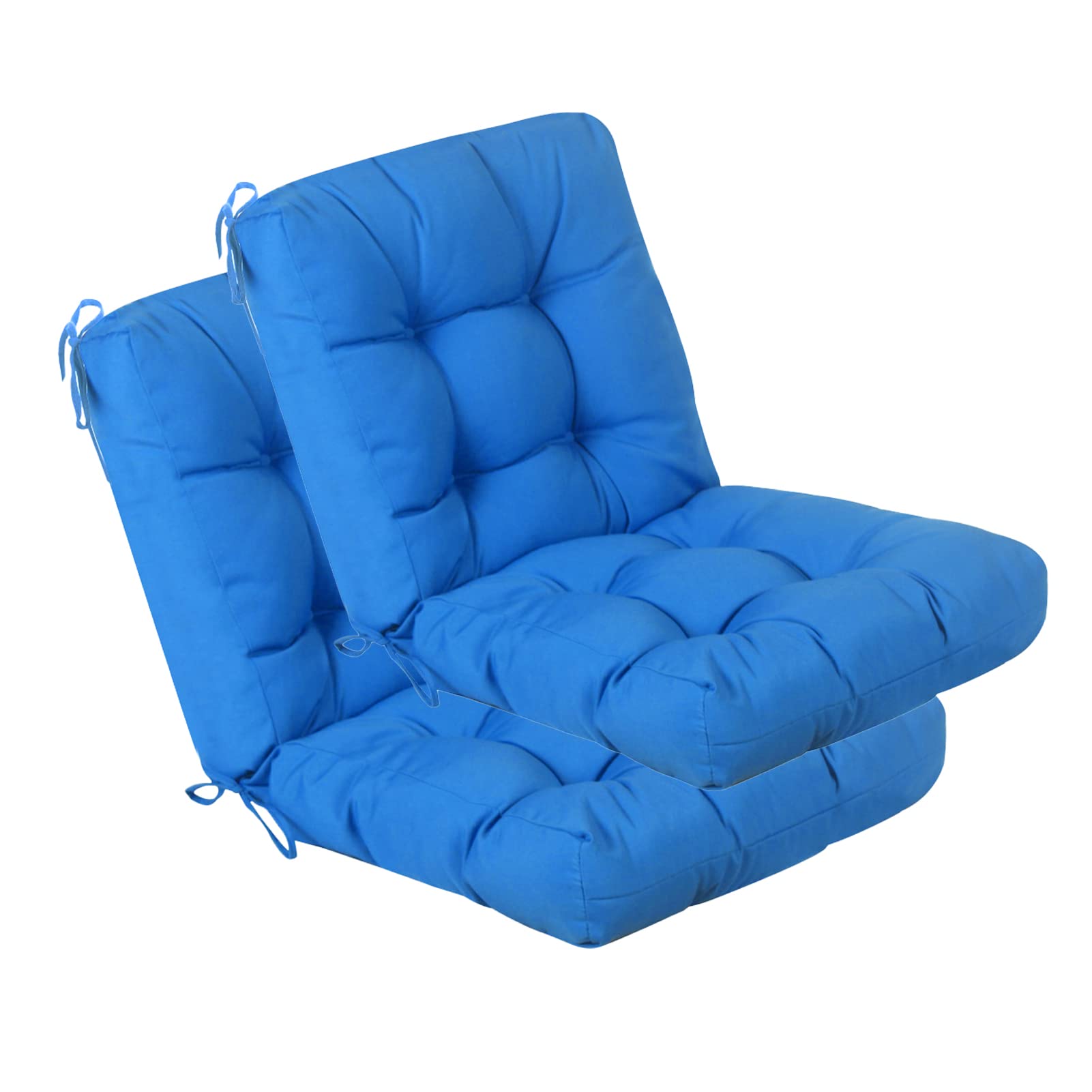 QILLOWAY Outdoor Chair Cushion for Patio Furniture, Waterproof Patio Cushions Set of 4 with Ties, Fade Resistant Replacement Pads for Outdoor Rocking Chairs,Tan,Grey