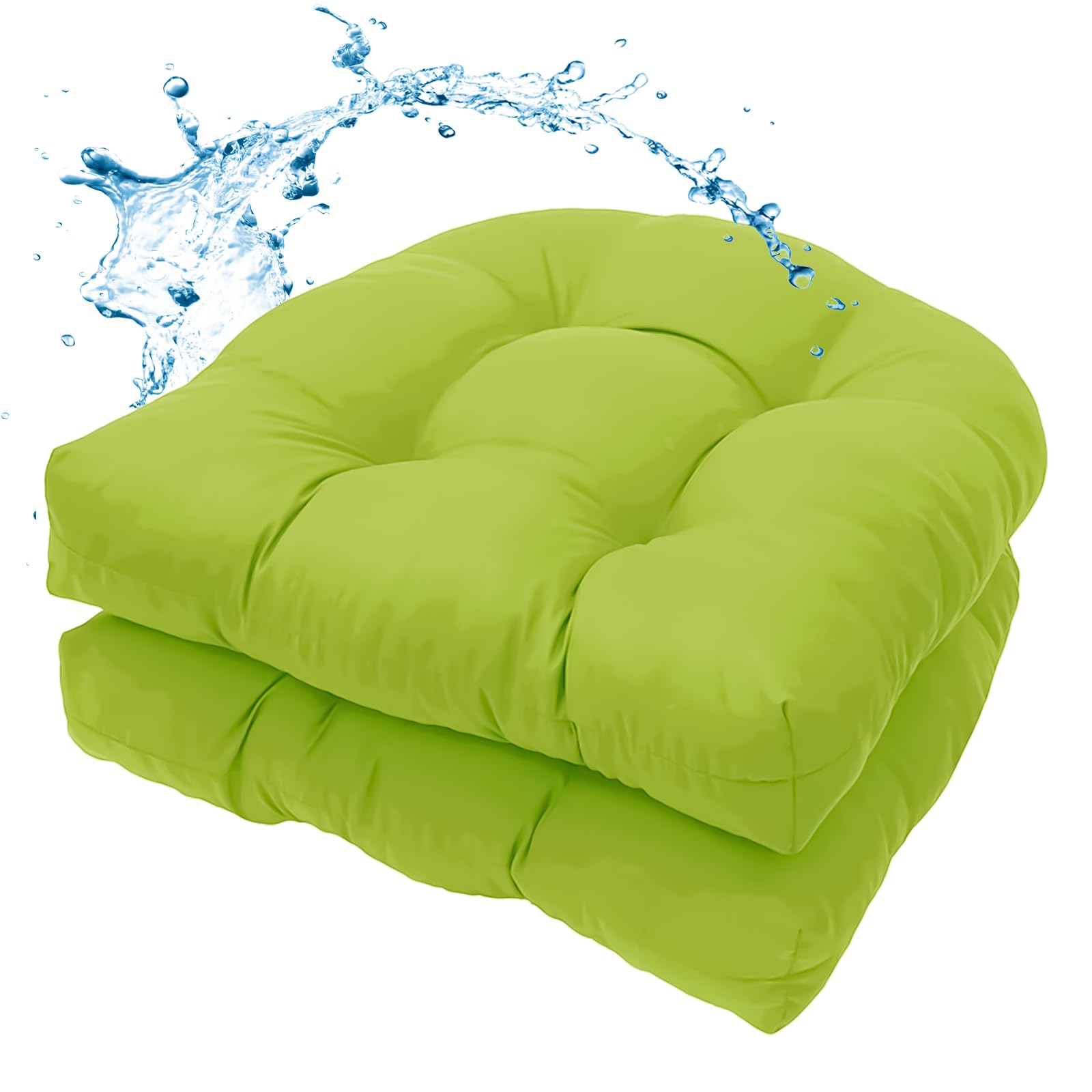 MTMR Waterproof Outdoor Chair Cushions Set of 2, 19X19 Patio Wicker Chair Cushions, Tufted Outdoor Cushions for Patio Furniture, Thick Outdoor Patio Replacement Seat Pads for Porch Lawn Chairs Red