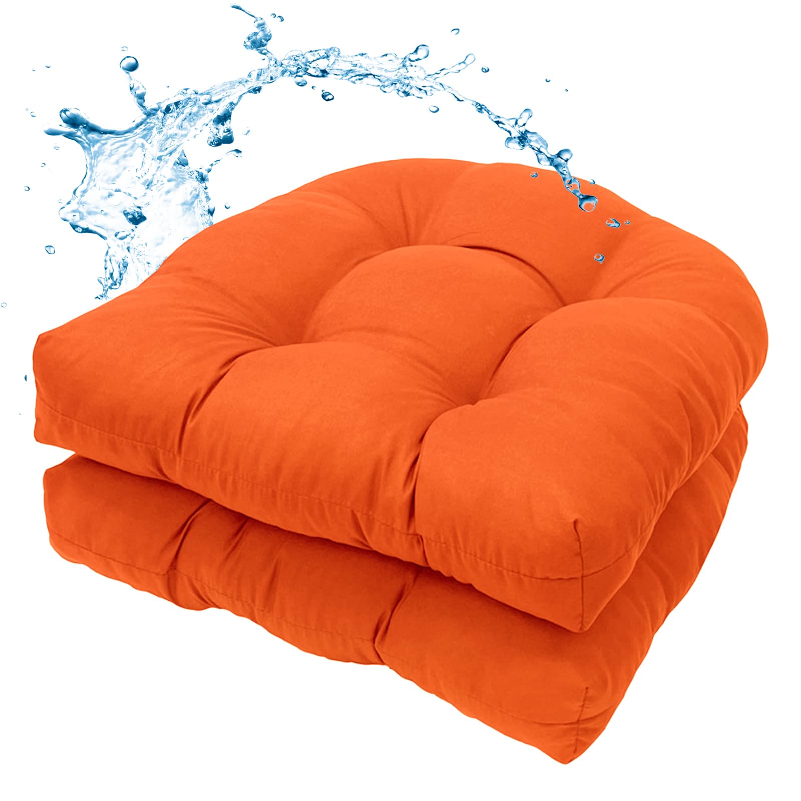 MTMR Waterproof Outdoor Chair Cushions Set of 2, 19X19 Patio Wicker Chair Cushions, Tufted Outdoor Cushions for Patio Furniture, Thick Outdoor Patio Replacement Seat Pads for Porch Lawn Chairs Red