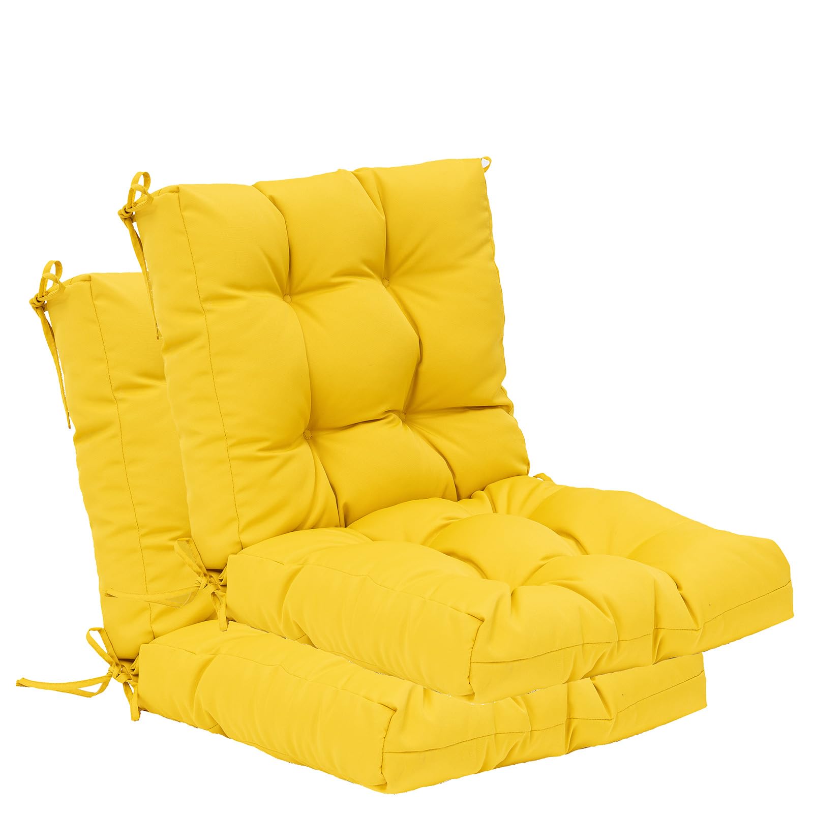 QILLOWAY Outdoor Chair Cushion for Patio Furniture, Waterproof Patio Cushions Set of 4 with Ties, Fade Resistant Replacement Pads for Outdoor Rocking Chairs,Tan,Grey