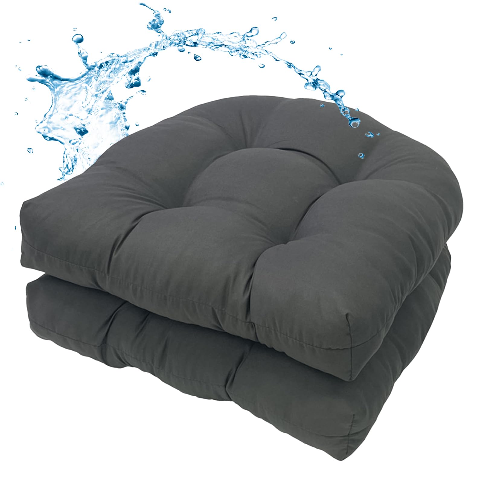 MTMR Waterproof Outdoor Chair Cushions Set of 2, 19X19 Patio Wicker Chair Cushions, Tufted Outdoor Cushions for Patio Furniture, Thick Outdoor Patio Replacement Seat Pads for Porch Lawn Chairs Red