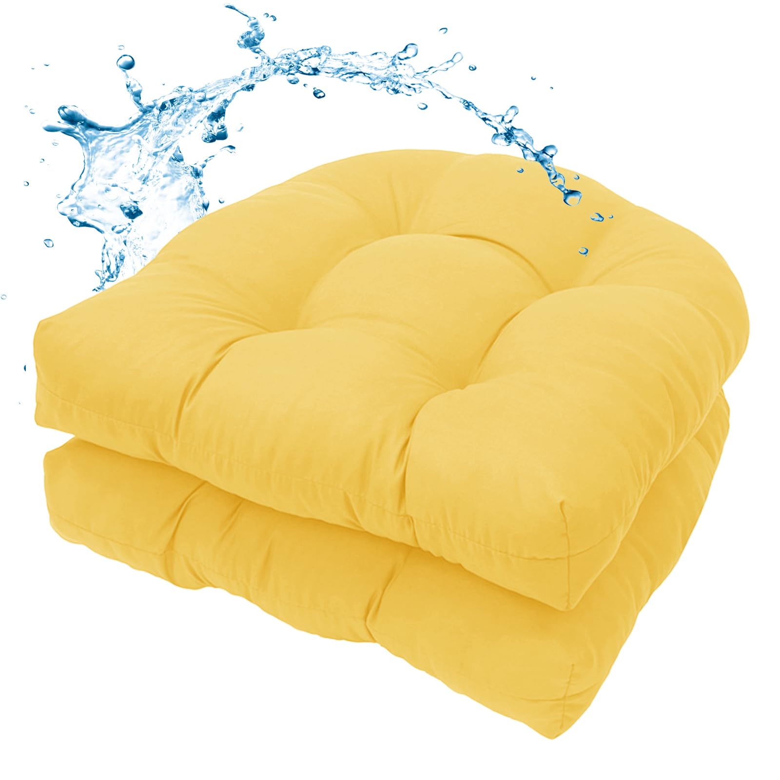 MTMR Waterproof Outdoor Chair Cushions Set of 2, 19X19 Patio Wicker Chair Cushions, Tufted Outdoor Cushions for Patio Furniture, Thick Outdoor Patio Replacement Seat Pads for Porch Lawn Chairs Red