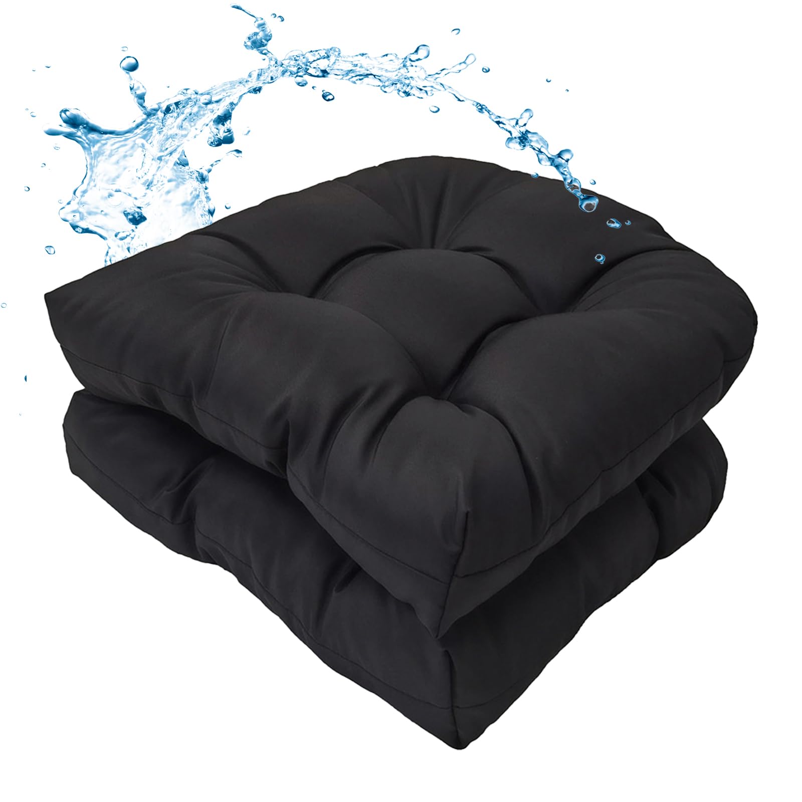 MTMR Waterproof Outdoor Chair Cushions Set of 2, 19X19 Patio Wicker Chair Cushions, Tufted Outdoor Cushions for Patio Furniture, Thick Outdoor Patio Replacement Seat Pads for Porch Lawn Chairs Red