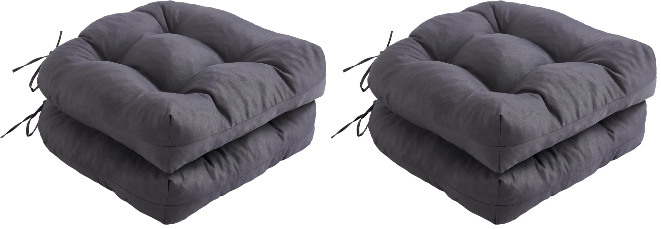 IPYNBAP Outdoor Chair Cushions Set of 2, Patio Chair Cushions with Ties,19x19+5” Tufted Outdoor Seat Cushions, Waterproof Patio Furniture Cushions, Outdoor Dining Chair Pads, Dark Grey