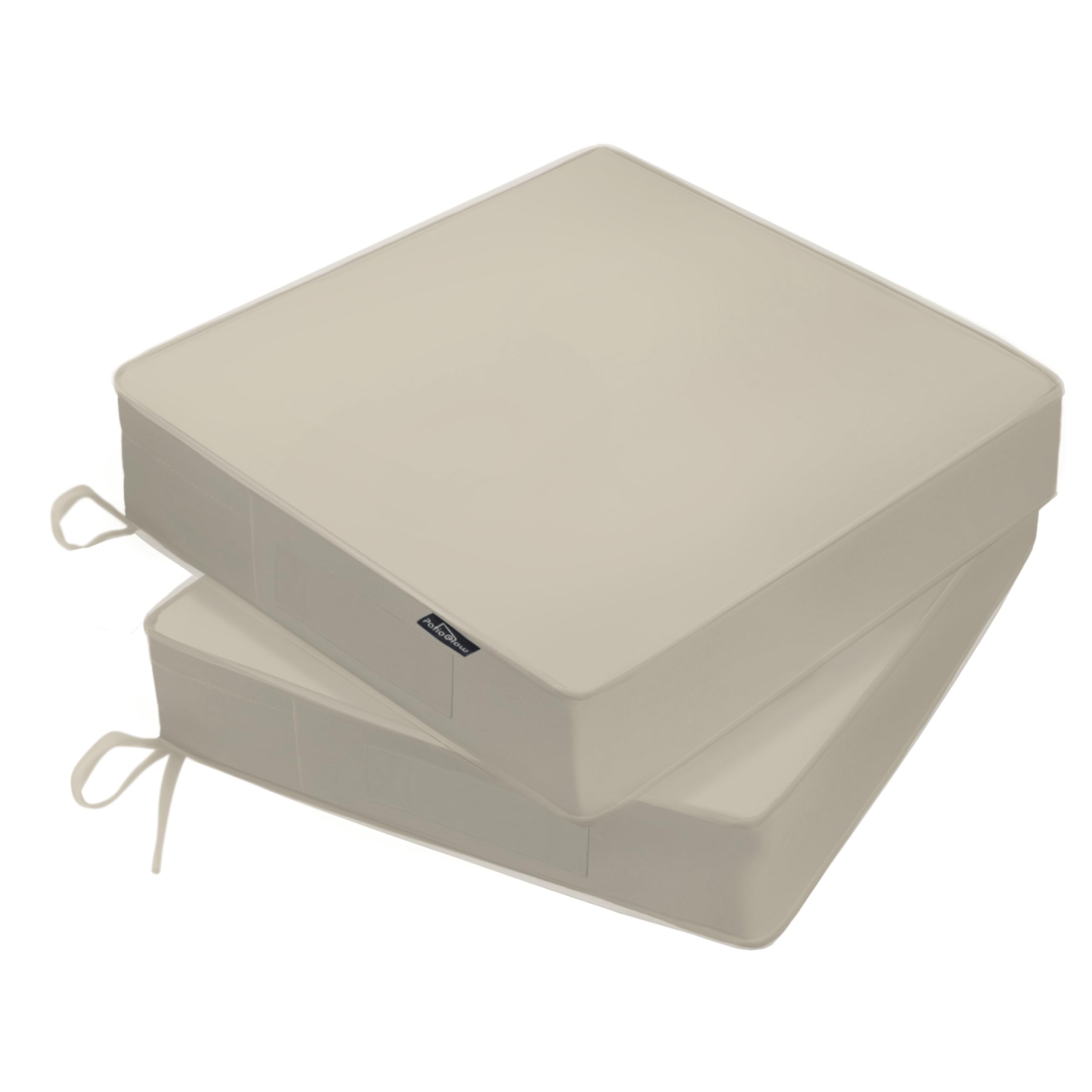 PatioGlow Outdoor Chair Cushions 19 x 19 x 3 Inch, Waterproof & Fade Resistant Patio Seat Cushion for Furniture with Handle and Ties, Thick Seating Pads for Outside Sofa Couch Set of 2, Blue