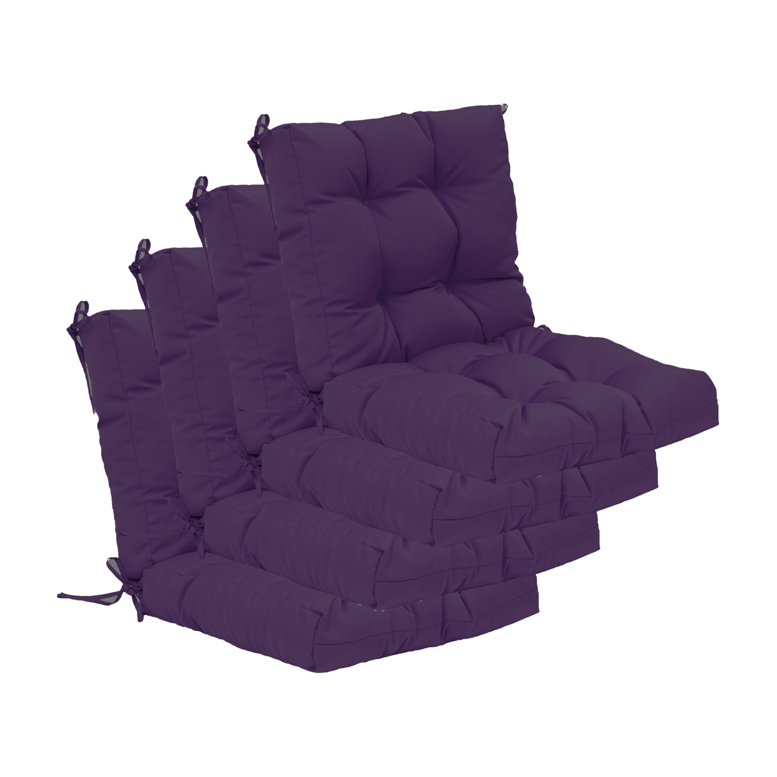 QILLOWAY Outdoor Chair Cushion for Patio Furniture, Waterproof Patio Cushions Set of 4 with Ties, Fade Resistant Replacement Pads for Outdoor Rocking Chairs,Tan,Grey