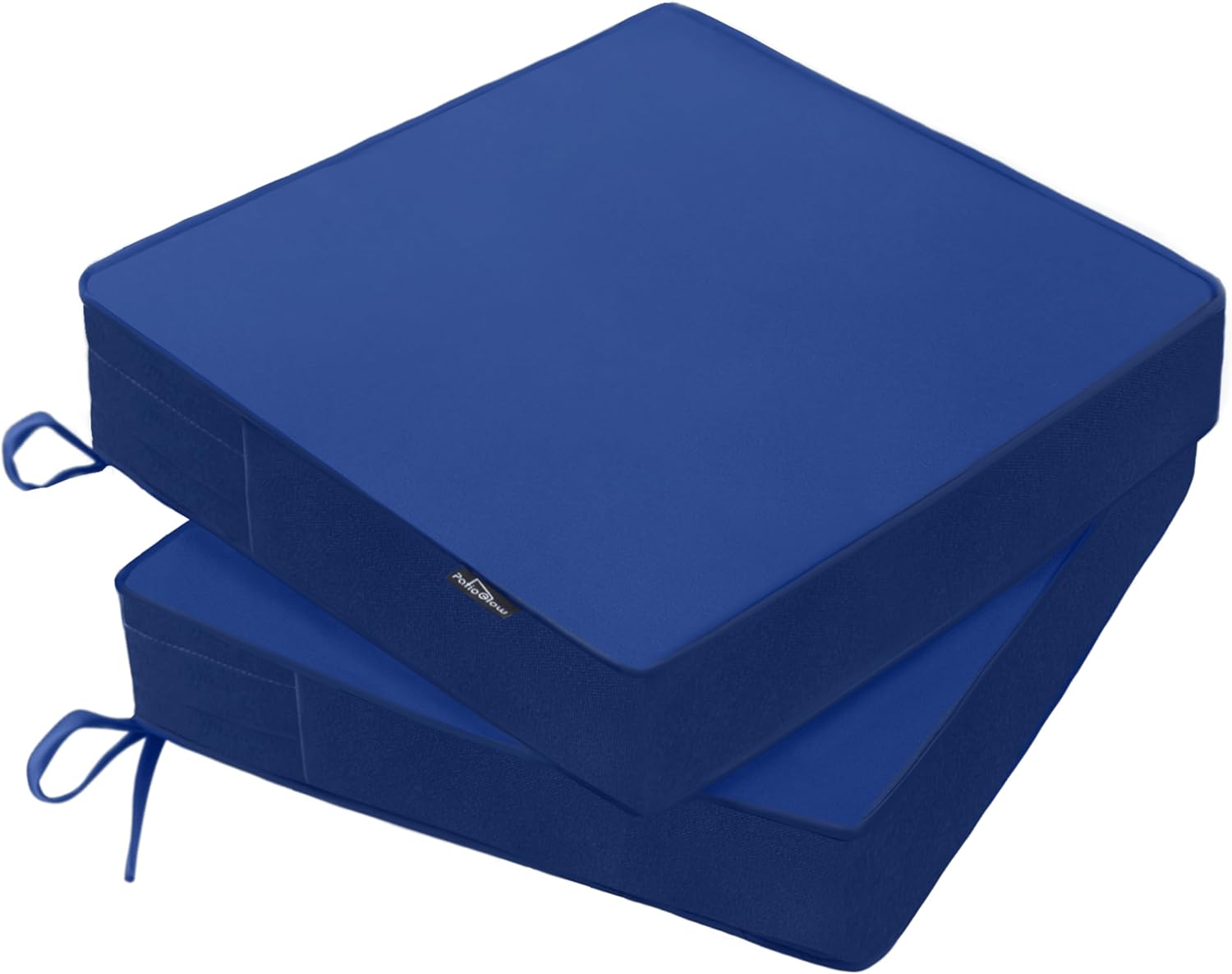 PatioGlow Outdoor Chair Cushions 19 x 19 x 3 Inch, Waterproof & Fade Resistant Patio Seat Cushion for Furniture with Handle and Ties, Thick Seating Pads for Outside Sofa Couch Set of 2, Blue