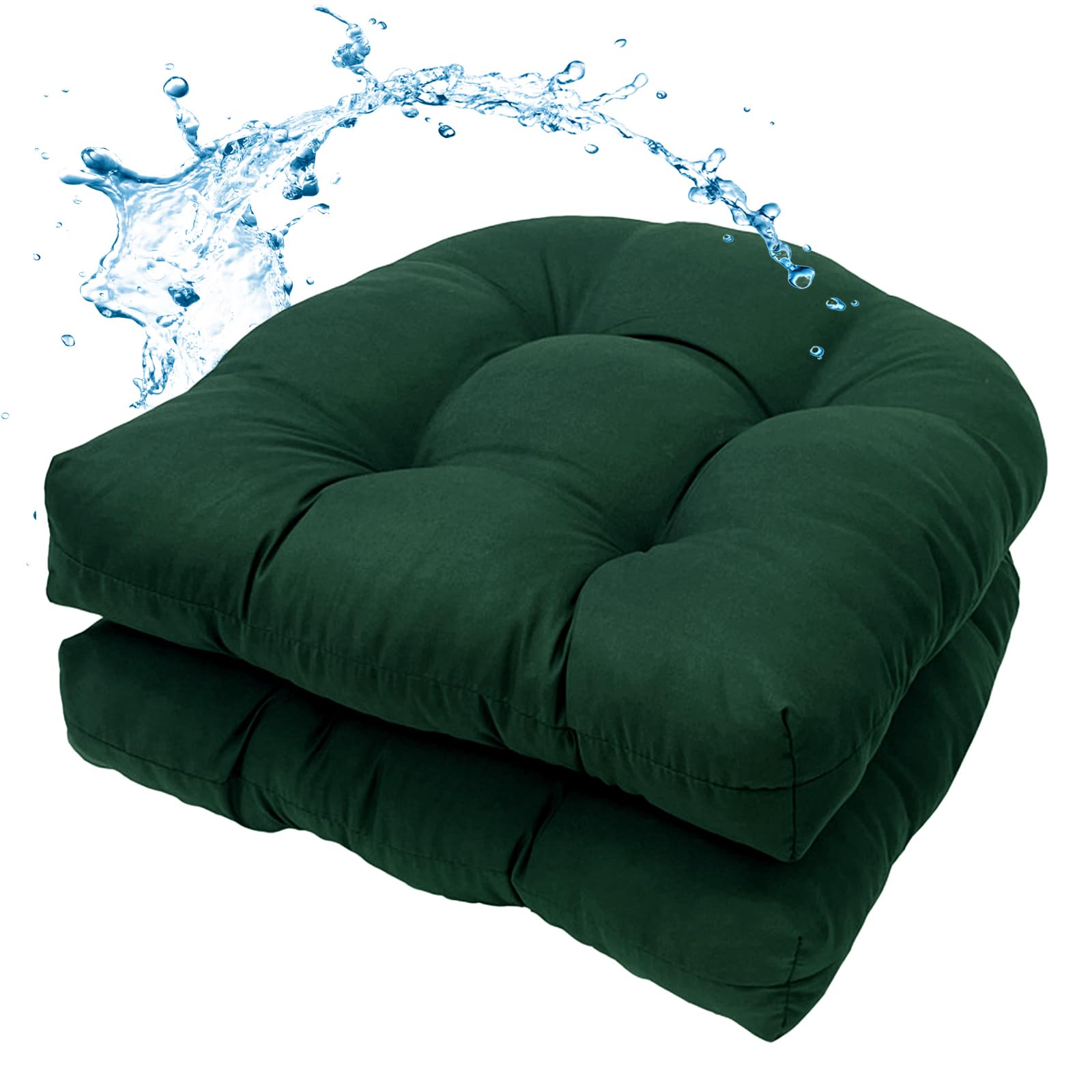 MTMR Waterproof Outdoor Chair Cushions Set of 2, 19X19 Patio Wicker Chair Cushions, Tufted Outdoor Cushions for Patio Furniture, Thick Outdoor Patio Replacement Seat Pads for Porch Lawn Chairs Red