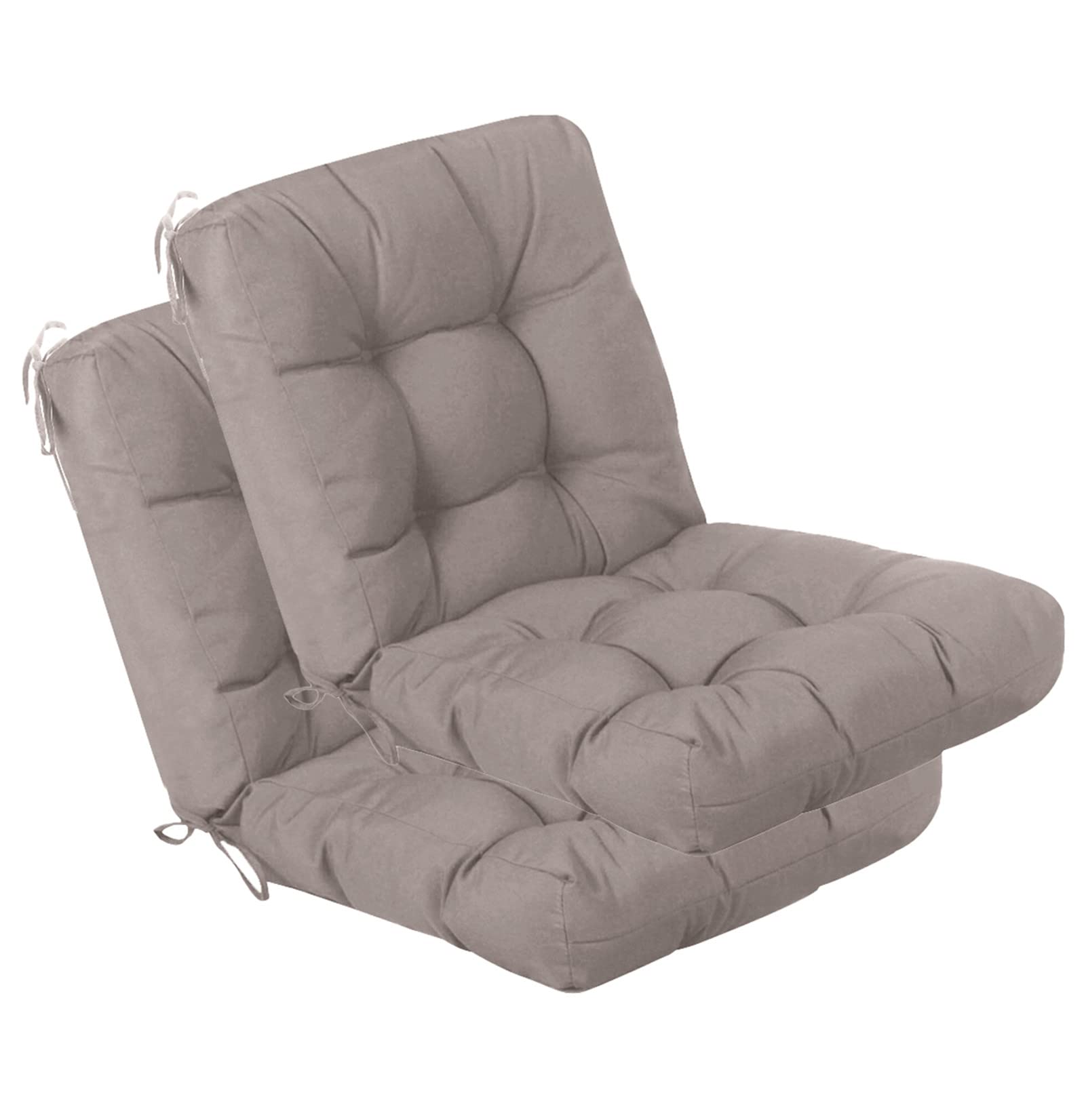 QILLOWAY Outdoor Chair Cushion for Patio Furniture, Waterproof Patio Cushions Set of 4 with Ties, Fade Resistant Replacement Pads for Outdoor Rocking Chairs,Tan,Grey