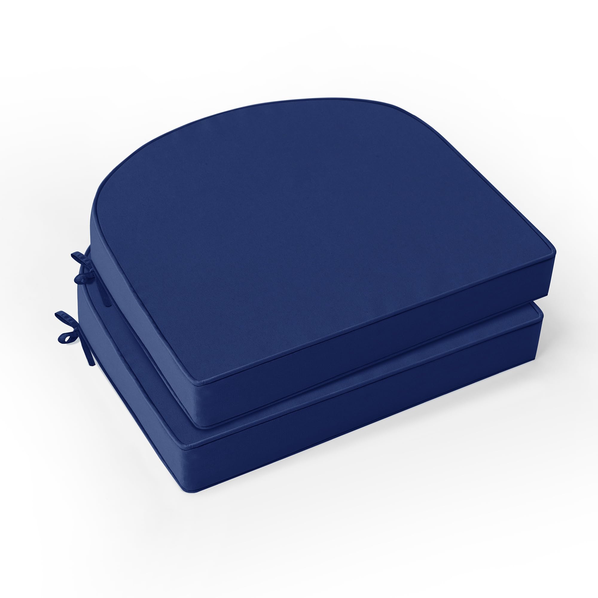 Outdoor Chair Cushions Set of 4: Waterproof & Fade Resistant Patio Furniture Cushions - 17 x 16 x 2 Inch Non Slip Round Corner Seat Cushion Pads with Removable Cover for Garden Yard Lawn, Navy Blue