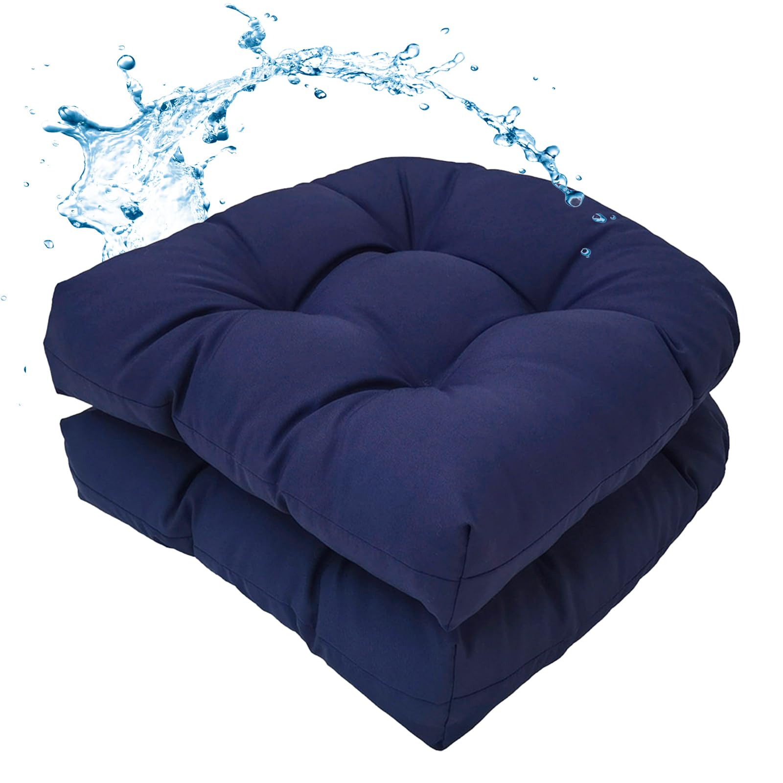 MTMR Waterproof Outdoor Chair Cushions Set of 2, 19X19 Patio Wicker Chair Cushions, Tufted Outdoor Cushions for Patio Furniture, Thick Outdoor Patio Replacement Seat Pads for Porch Lawn Chairs Red