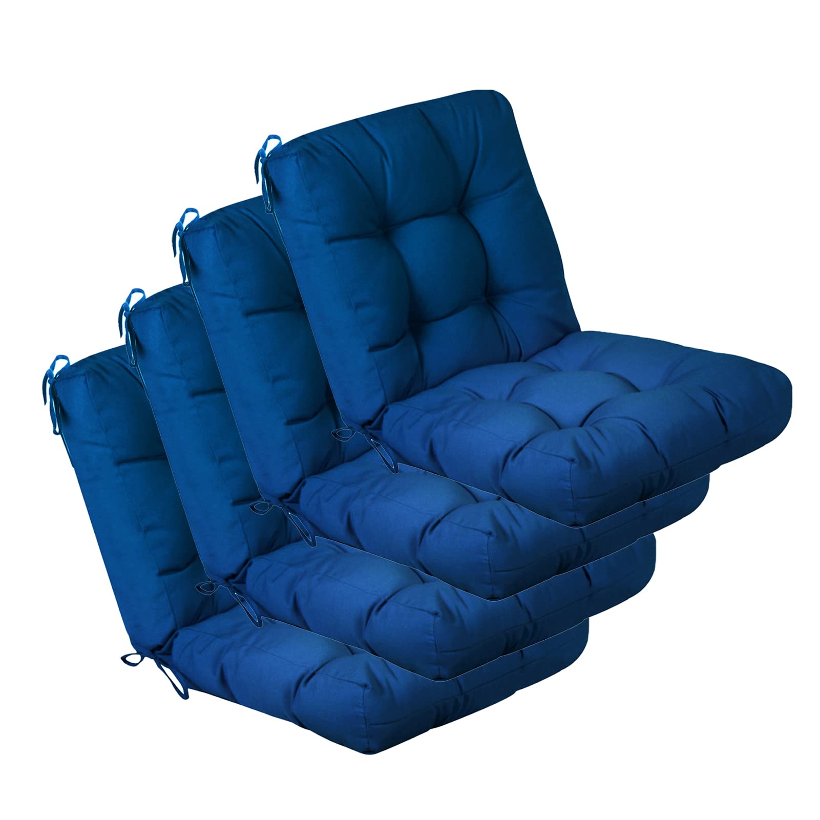 QILLOWAY Outdoor Chair Cushion for Patio Furniture, Waterproof Patio Cushions Set of 4 with Ties, Fade Resistant Replacement Pads for Outdoor Rocking Chairs,Tan,Grey