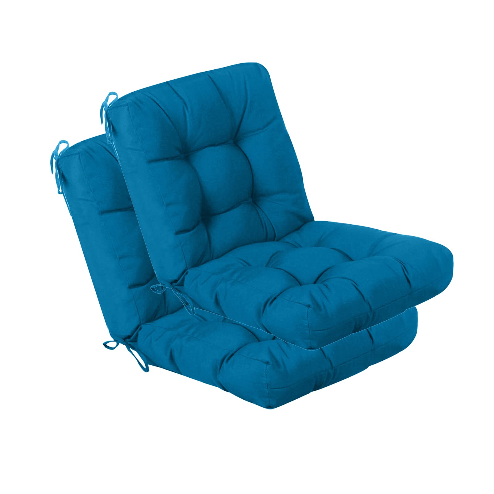 QILLOWAY Outdoor Chair Cushion for Patio Furniture, Waterproof Patio Cushions Set of 4 with Ties, Fade Resistant Replacement Pads for Outdoor Rocking Chairs,Tan,Grey