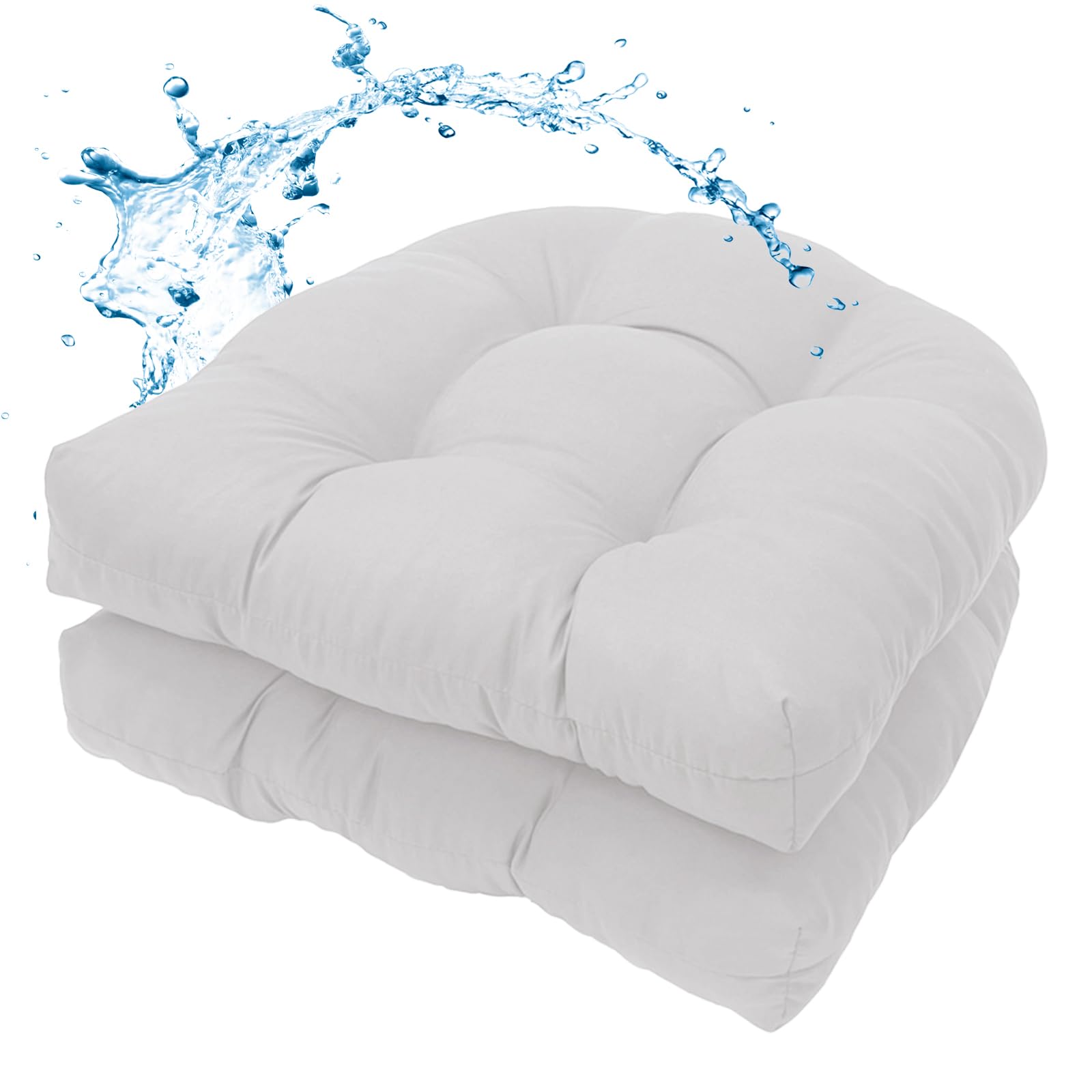 MTMR Waterproof Outdoor Chair Cushions Set of 2, 19X19 Patio Wicker Chair Cushions, Tufted Outdoor Cushions for Patio Furniture, Thick Outdoor Patio Replacement Seat Pads for Porch Lawn Chairs Red