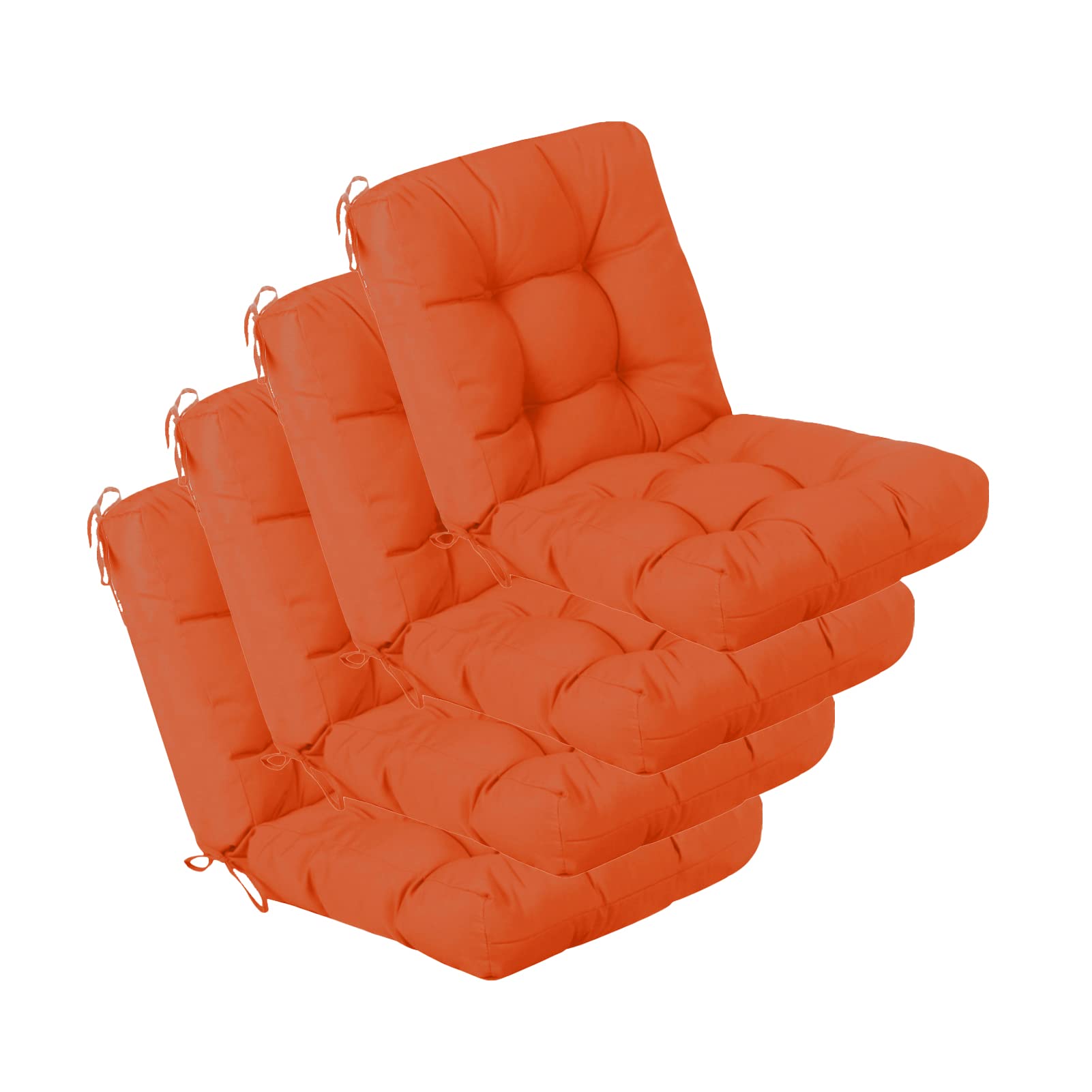 QILLOWAY Outdoor Chair Cushion for Patio Furniture, Waterproof Patio Cushions Set of 4 with Ties, Fade Resistant Replacement Pads for Outdoor Rocking Chairs,Tan,Grey