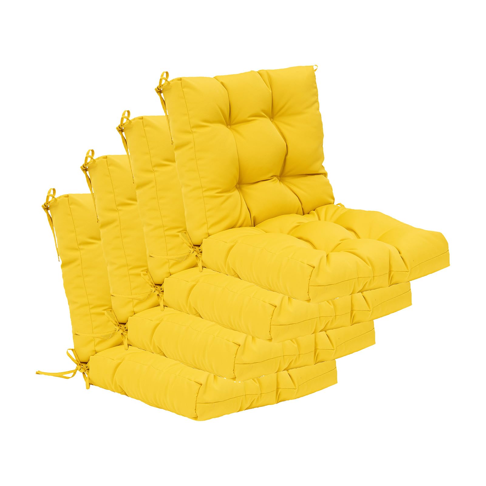 QILLOWAY Outdoor Chair Cushion for Patio Furniture, Waterproof Patio Cushions Set of 4 with Ties, Fade Resistant Replacement Pads for Outdoor Rocking Chairs,Tan,Grey