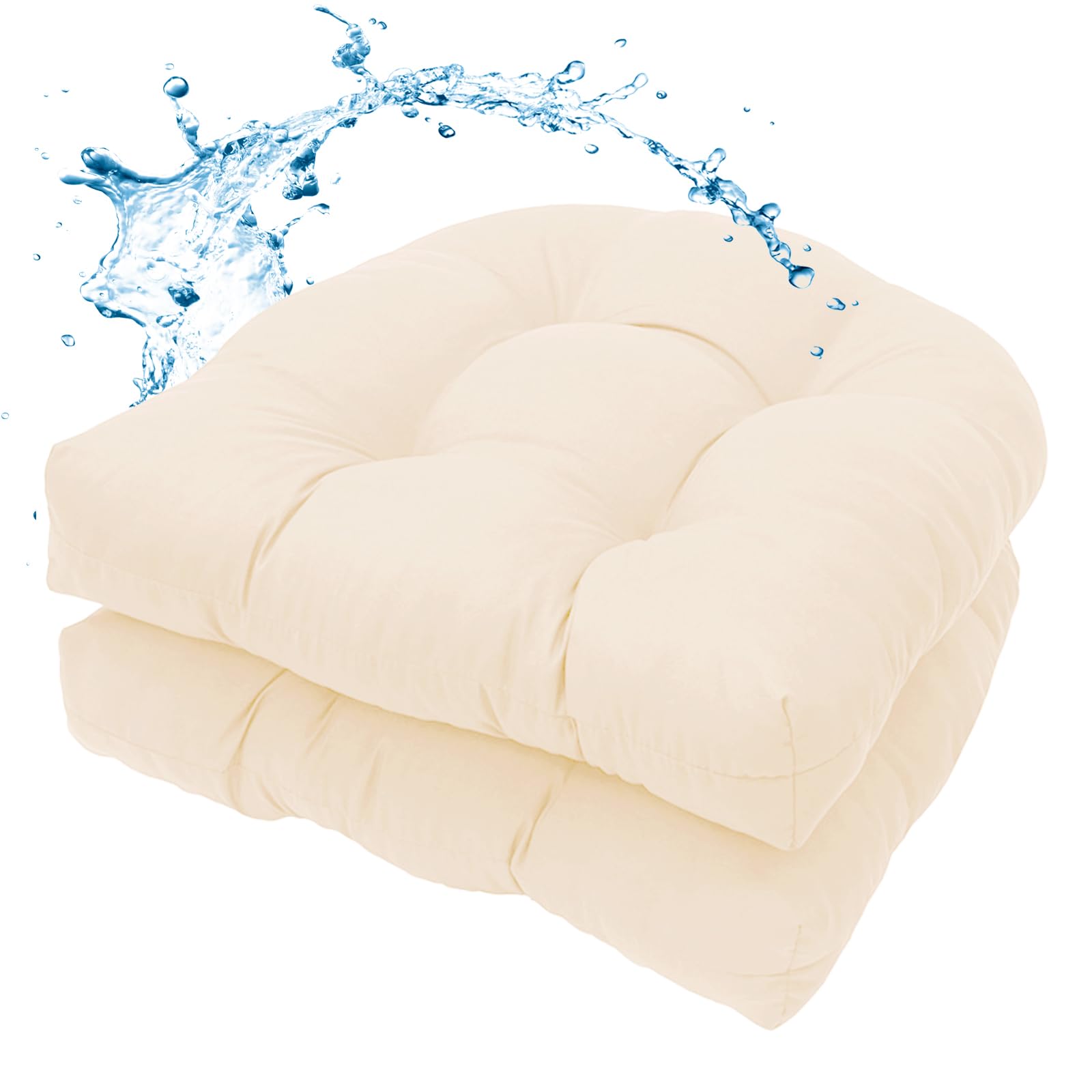 MTMR Waterproof Outdoor Chair Cushions Set of 2, 19X19 Patio Wicker Chair Cushions, Tufted Outdoor Cushions for Patio Furniture, Thick Outdoor Patio Replacement Seat Pads for Porch Lawn Chairs Red