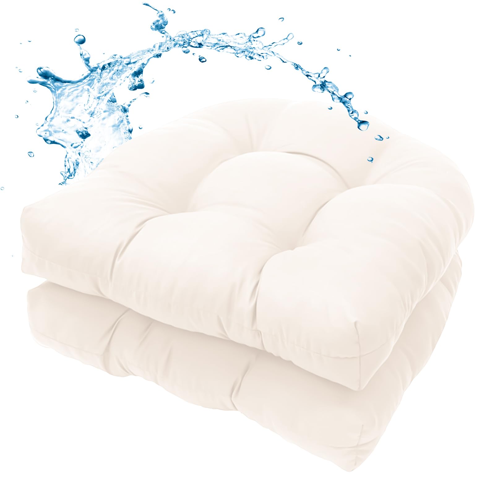 MTMR Waterproof Outdoor Chair Cushions Set of 2, 19X19 Patio Wicker Chair Cushions, Tufted Outdoor Cushions for Patio Furniture, Thick Outdoor Patio Replacement Seat Pads for Porch Lawn Chairs Red