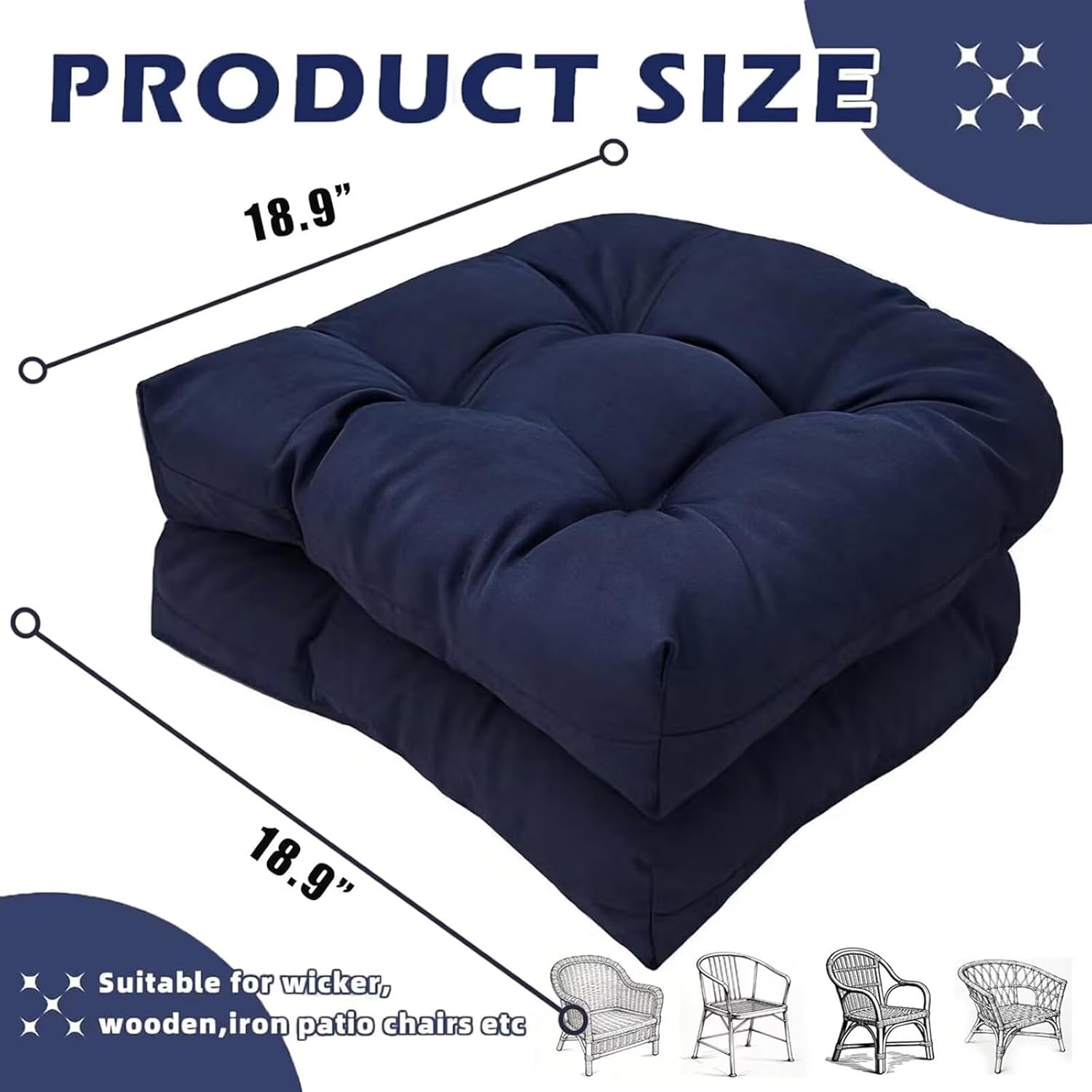 18 x 18 Outdoor Seat Cushions Waterproof Patio Seat Pad Large Floral Rocking Chair Cushion with Ties for Indoor Outdoor Orange Grey, Set of 2