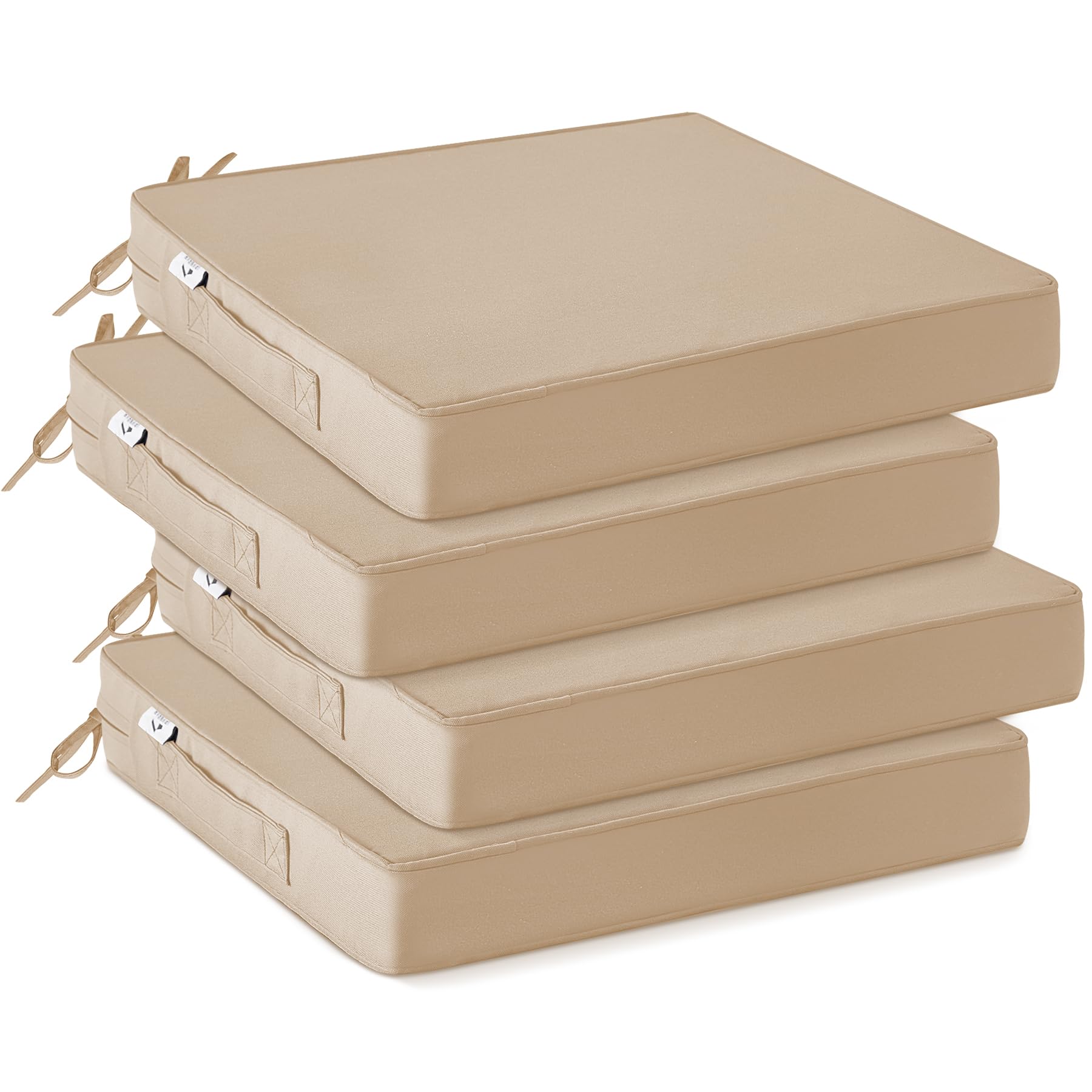 IPYNBAP Outdoor Chair Cushions Set of 4 -Waterproof Outdoor Seat Cushions for Patio Furniture, Patio Chair Cushion with Handle and Ties, Square Out Door Chair Pads,19" x 19" x 3", Navy Blue