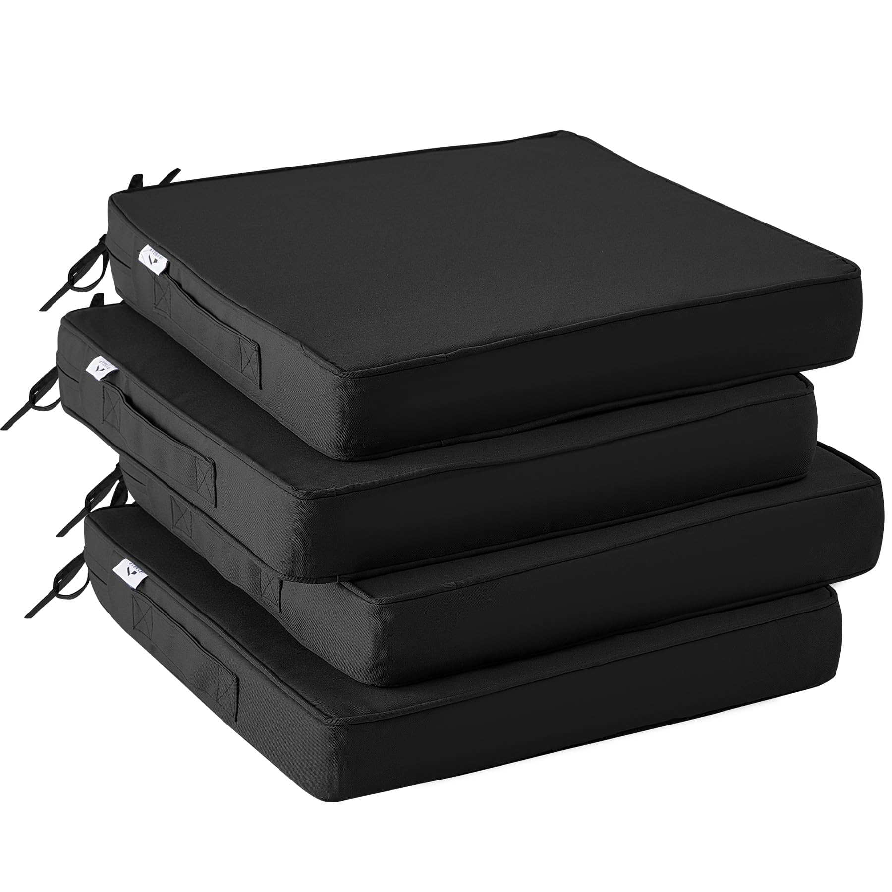 IPYNBAP Outdoor Chair Cushions Set of 4 -Waterproof Outdoor Seat Cushions for Patio Furniture, Patio Chair Cushion with Handle and Ties, Square Out Door Chair Pads,19" x 19" x 3", Navy Blue