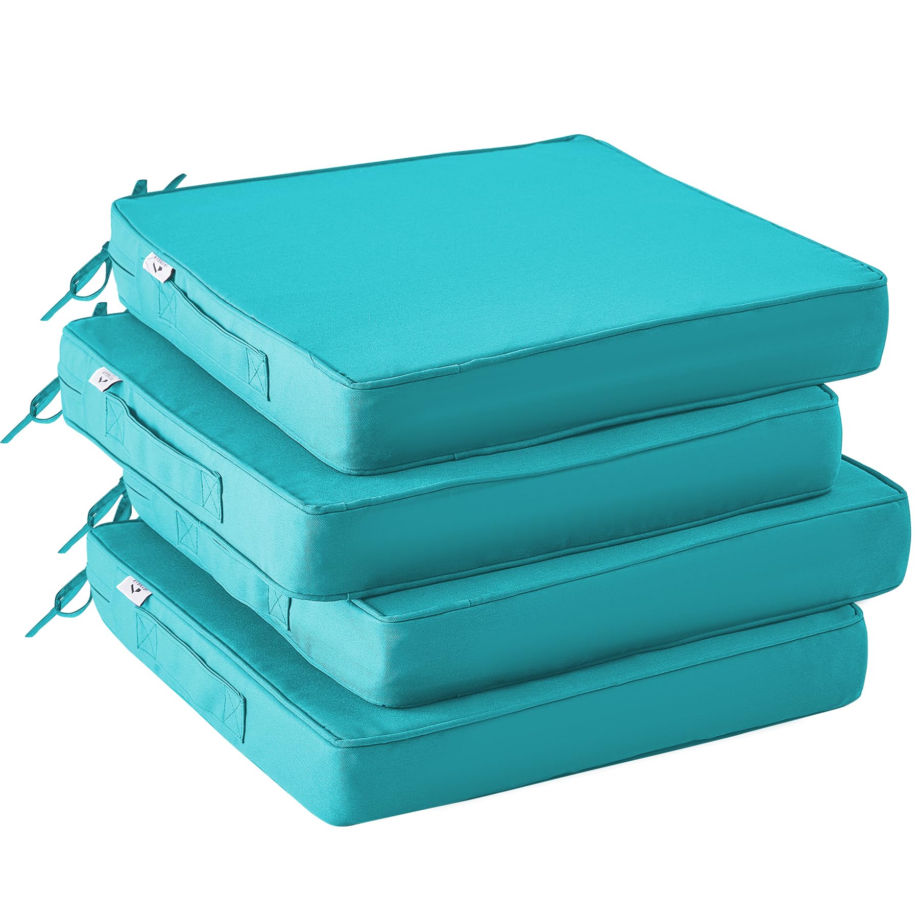 IPYNBAP Outdoor Chair Cushions Set of 4 -Waterproof Outdoor Seat Cushions for Patio Furniture, Patio Chair Cushion with Handle and Ties, Square Out Door Chair Pads,19" x 19" x 3", Grey