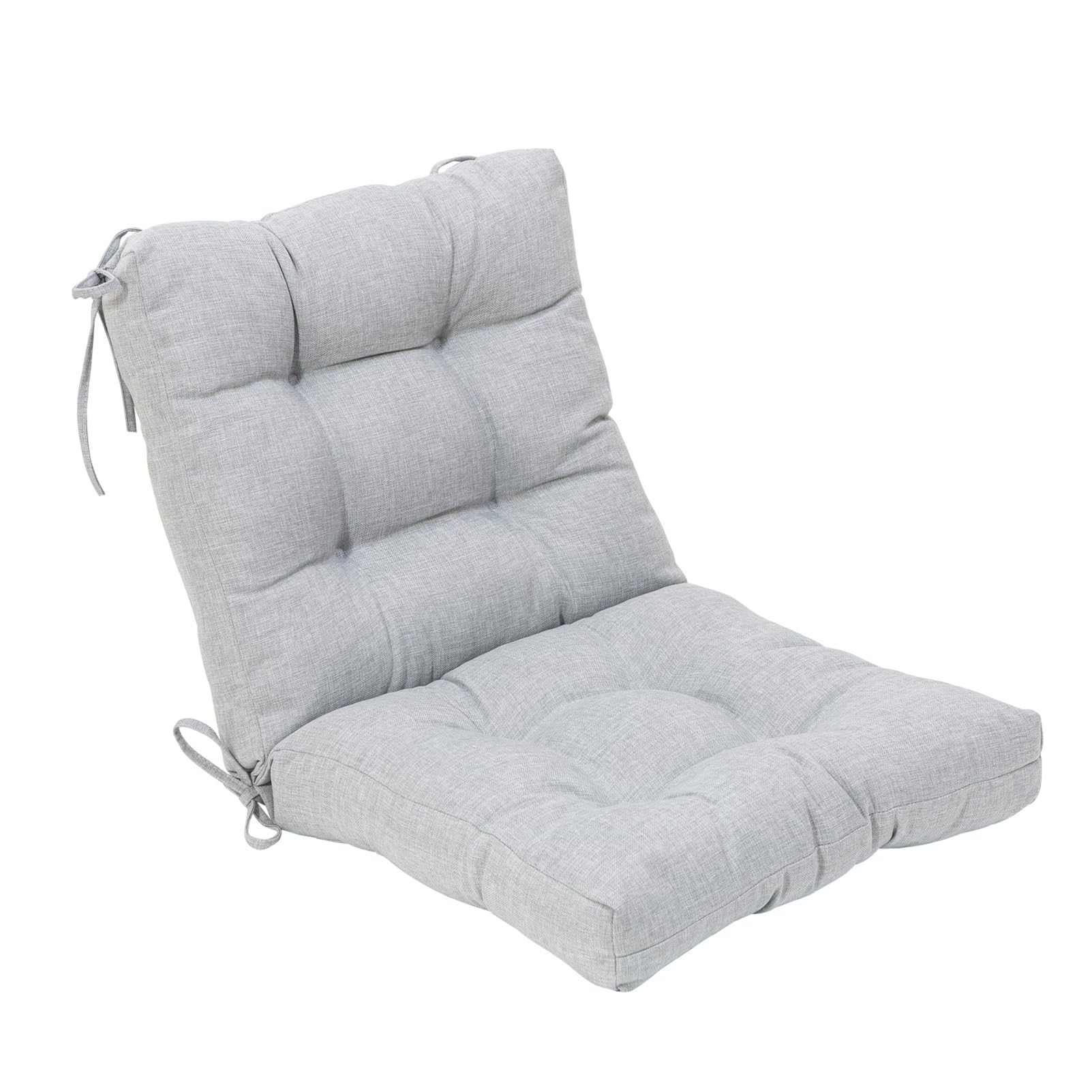 QILLOWAY Outdoor Chair Cushion for Patio Furniture, Waterproof Patio Cushions Set of 4 with Ties, Fade Resistant Replacement Pads for Outdoor Rocking Chairs,Tan,Grey