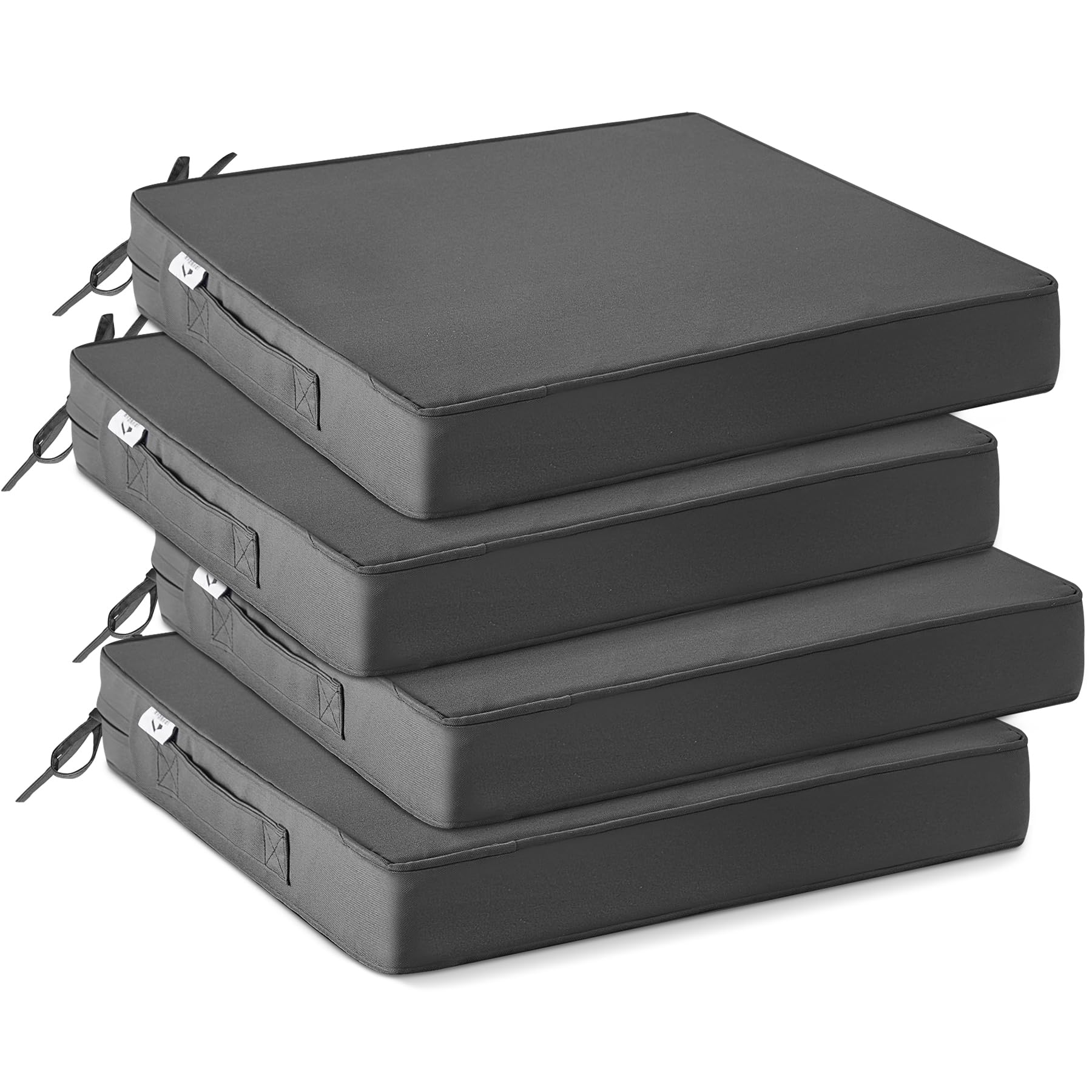 IPYNBAP Outdoor Chair Cushions Set of 4 -Waterproof Outdoor Seat Cushions for Patio Furniture, Patio Chair Cushion with Handle and Ties, Square Out Door Chair Pads,19" x 19" x 3", Navy Blue