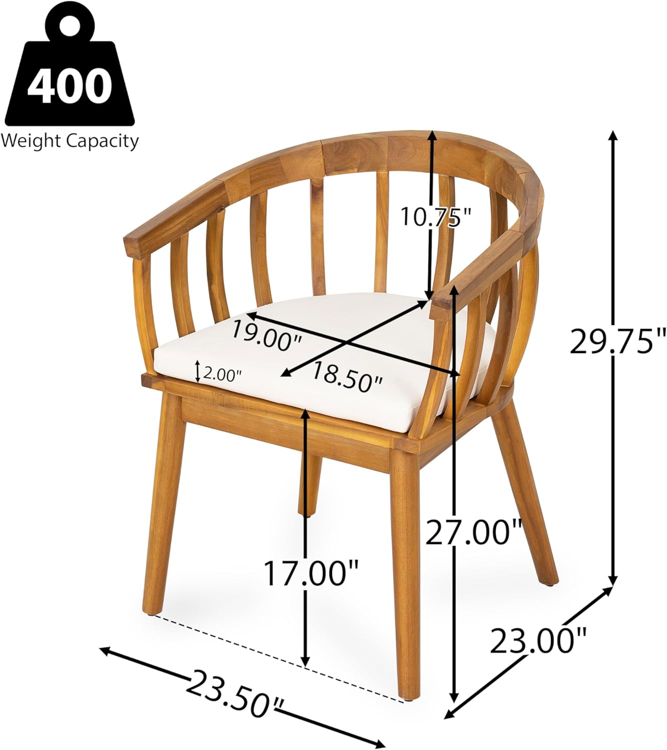Christopher Knight Home Belas Acacia Wood Patio Dining Set for 4, Solid Wood Outdoor Dining Table Set for 4, Round Dining Table and Chairs Set of 4 with Cushion, Teak+Beige