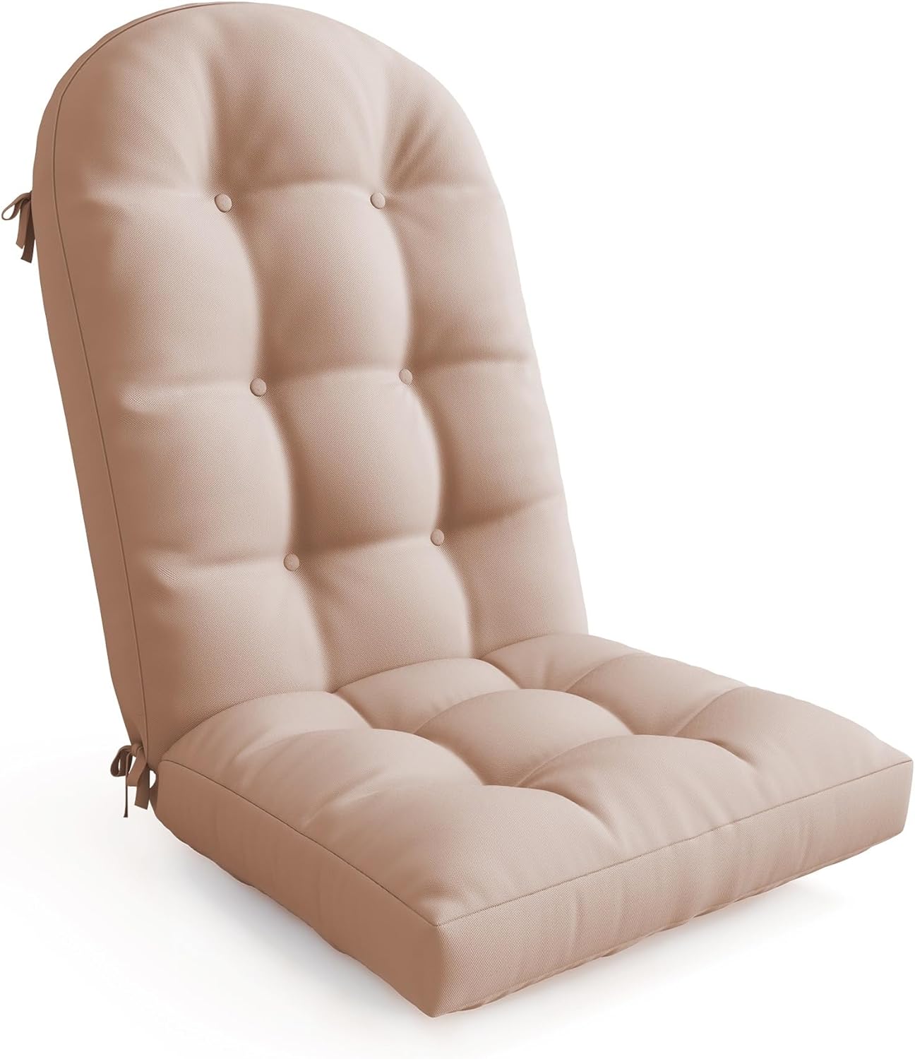 UDPATIO Adirondack Chair Cushion with Ties - Fade-Resistant Waterproof Outdoor Recliner High Back Seat Pads for Rocking Chairs, Patio, Deck, Porch, Lawn (Upper & Lower Back Support),Light Beige,1 PC