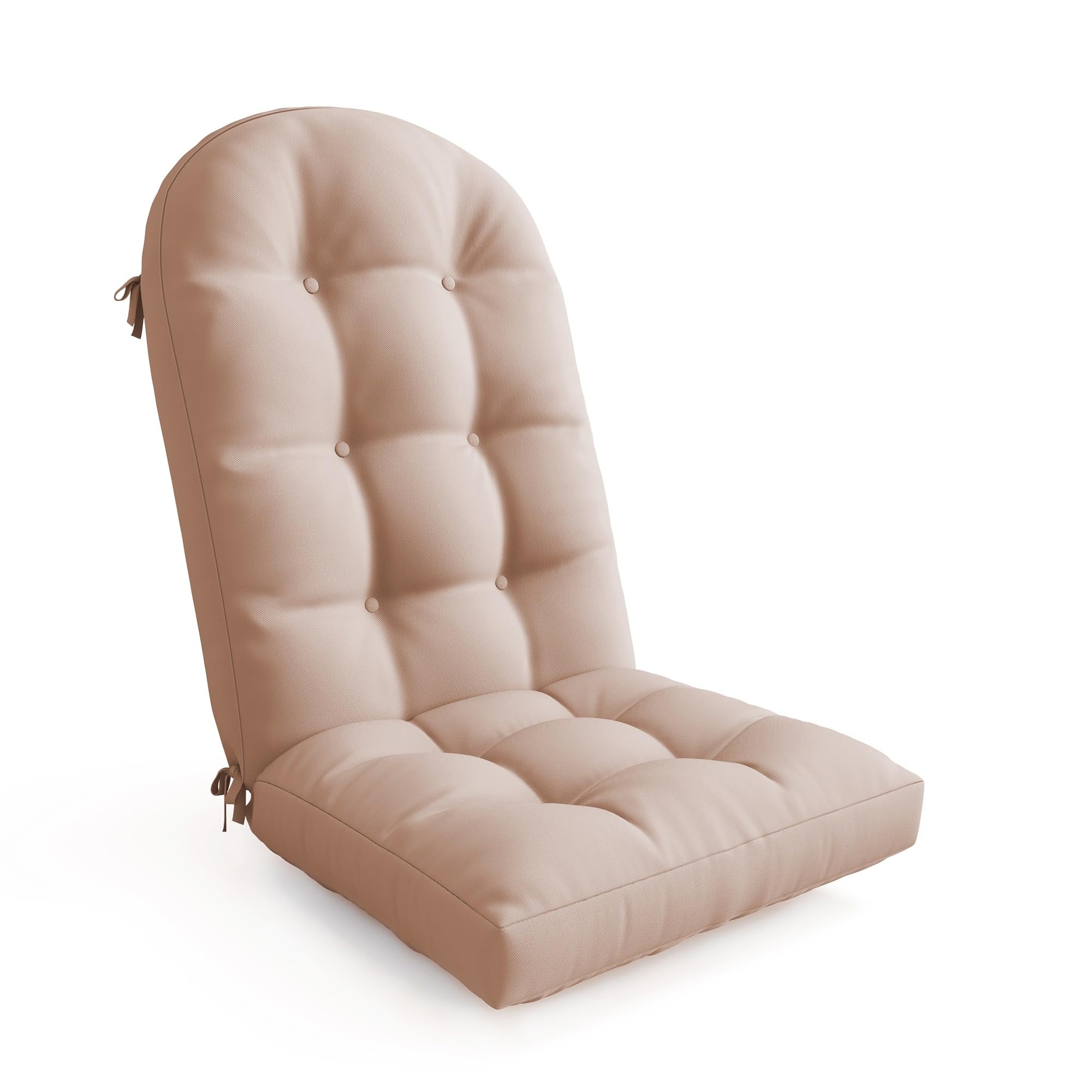 UDPATIO Adirondack Chair Cushion with Ties - Fade-Resistant Waterproof Outdoor Recliner High Back Seat Pads for Rocking Chairs, Patio, Deck, Porch, Lawn (Upper & Lower Back Support),Light Beige,1 PC