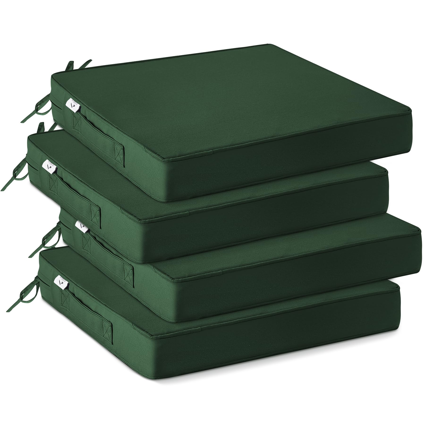 IPYNBAP Outdoor Chair Cushions Set of 4,Waterproof Outdoor Seat Cushions for Patio Furniture,Patio Chair Cushion with Handle and Ties, Out Door Chair Pads,19" x 19" x 3", Black Geometry