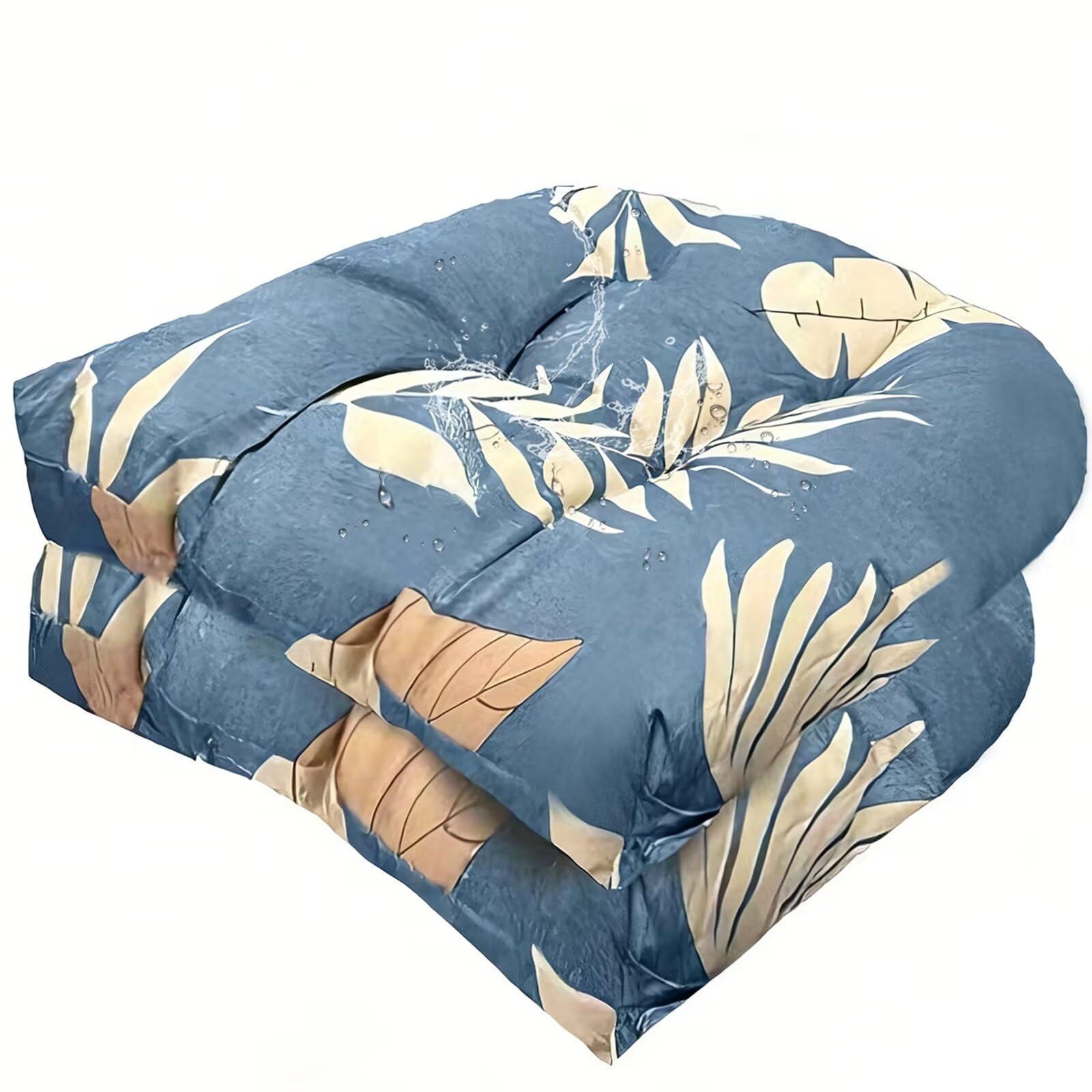 18 x 18 Outdoor Seat Cushions Waterproof Patio Seat Pad Large Floral Rocking Chair Cushion with Ties for Indoor Outdoor Orange Grey, Set of 2