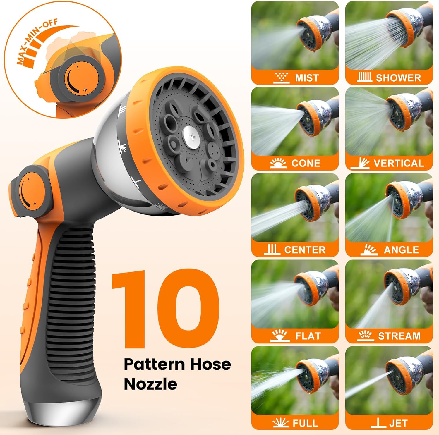 Retractable Garden Hose Reel 1/2” x 100ft, Auto Rewind Hose Reels for Outside, Heavy-Duty Wall-Mounted Outdoor Hose, 10-Mode Nozzle, Adjustable Length, 180° Rotation for Watering, Car & Pet Washing