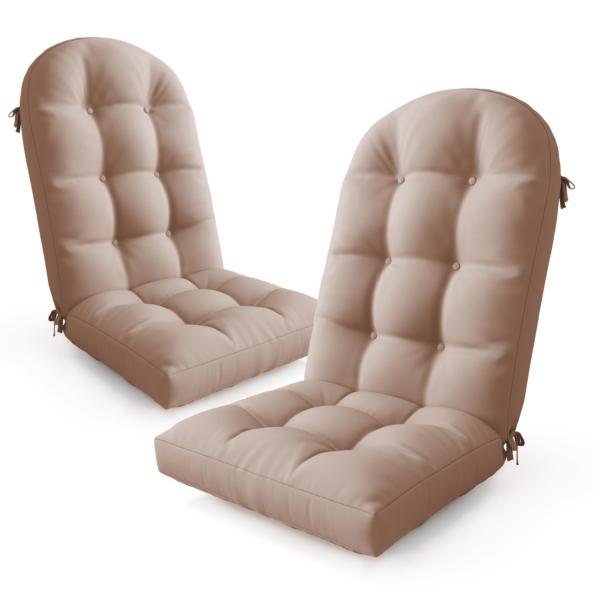 UDPATIO Adirondack Chair Cushion with Ties - Fade-Resistant Waterproof Outdoor Recliner High Back Seat Pads for Rocking Chairs, Patio, Deck, Porch, Lawn (Upper & Lower Back Support),Light Beige,1 PC