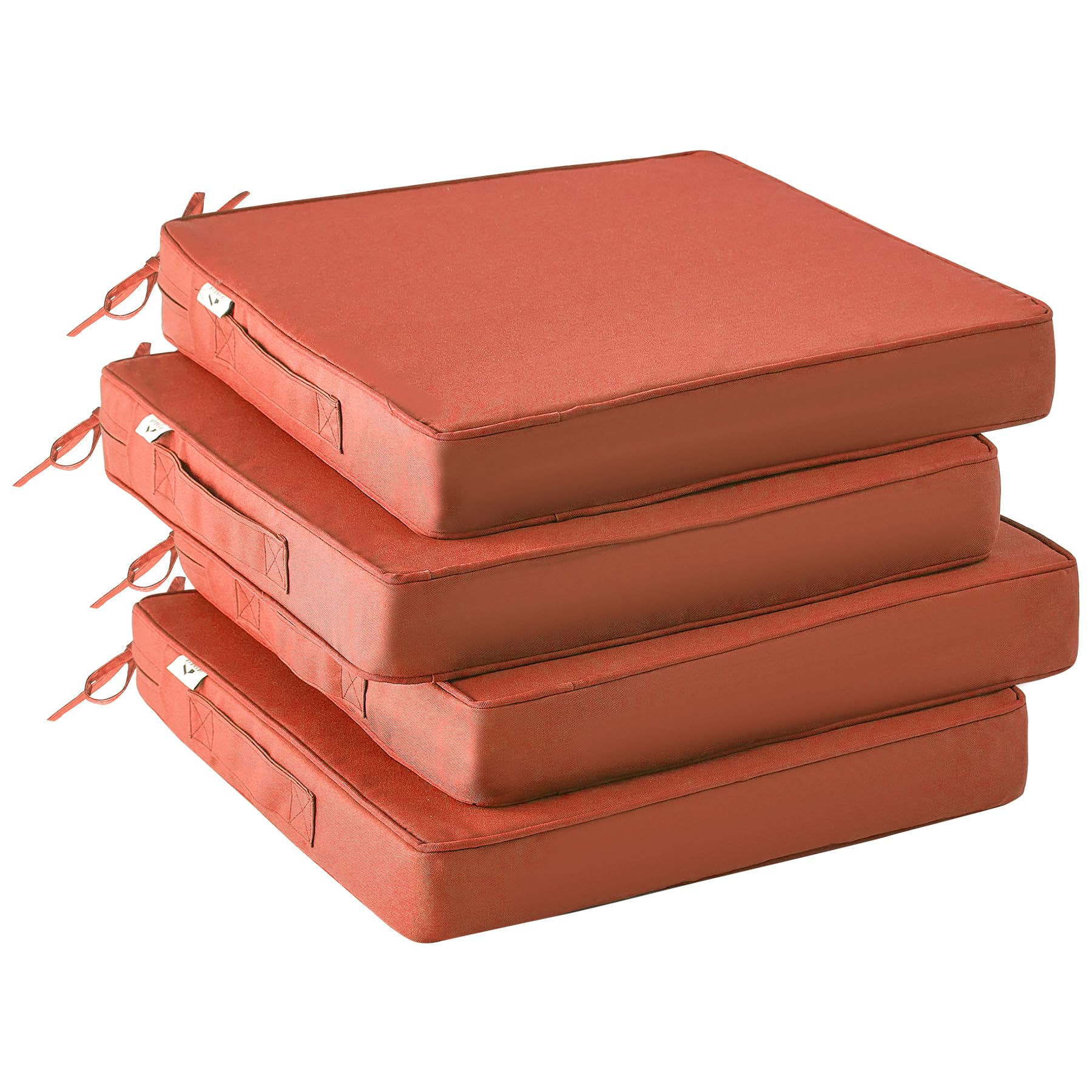 IPYNBAP Outdoor Chair Cushions Set of 4 -Waterproof Outdoor Seat Cushions for Patio Furniture, Patio Chair Cushion with Handle and Ties, Square Out Door Chair Pads,19" x 19" x 3", Navy Blue