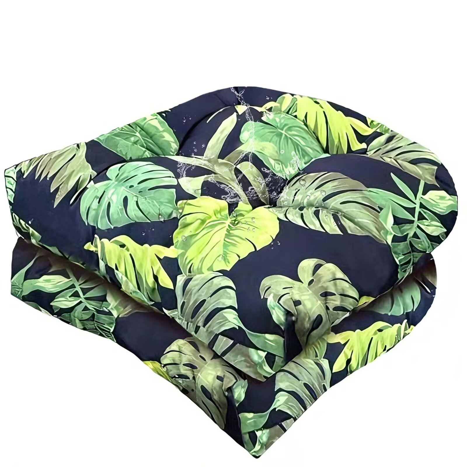 18 x 18 Outdoor Seat Cushions Waterproof Patio Seat Pad Large Floral Rocking Chair Cushion with Ties for Indoor Outdoor Orange Grey, Set of 2