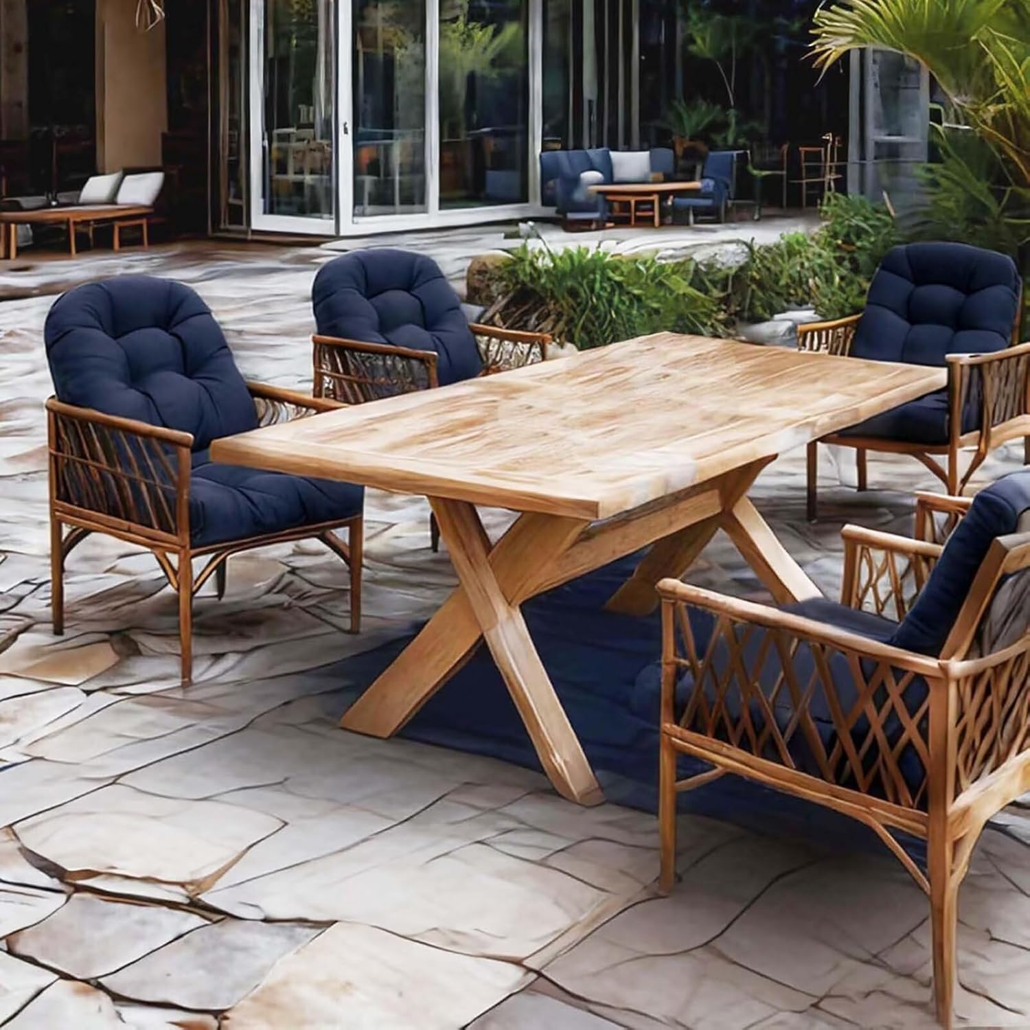 18 x 18 Outdoor Seat Cushions Waterproof Patio Seat Pad Large Floral Rocking Chair Cushion with Ties for Indoor Outdoor Orange Grey, Set of 2